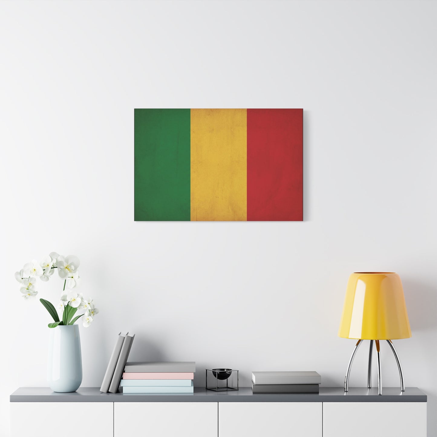 Mali Flag Canvas Wall Art - Green Yellow Red Tricolor National Flag Print - Vintage Textured Cotton Look - Pan African Style, Living Room Wall Decor, Bedroom Home Decoration - Bedroom Home Decoration