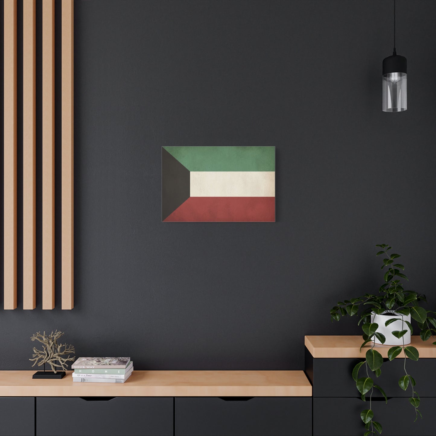 Kuwait Flag Canvas Wall Art - Vintage National Banner Print, Geometric Color Block Design - Matte Canvas Decor - Living Room Wall Decor, Office Art, Dorm Accent Style - Bedroom Home Decoration
