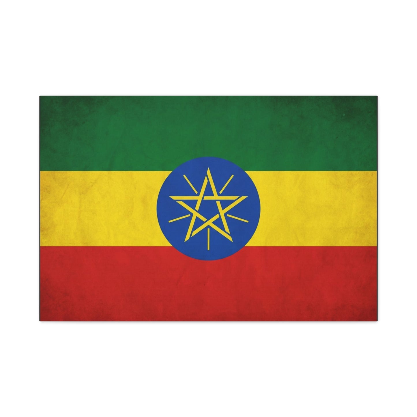 Ethiopian Flag Canvas Wall Art - Ethiopia Pride Decor, Vintage National Banner Print - Matte Cotton Artwork - Cultural Heritage Style For Living Room, Office, Dorm Display - Living Room Wall Decor