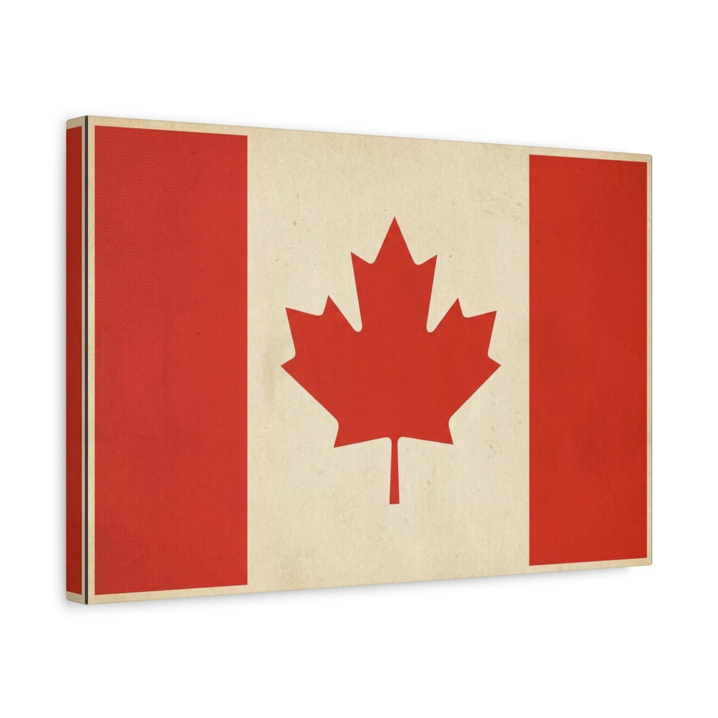 Canadian Flag Canvas Wall Art - Vintage Red Maple Leaf Patriotic Print, Rustic Neutral Texture, Canada Pride Decor, Living Room Wall Decor, Bedroom Home Decoration, Dorm Accent - Ready to Hang