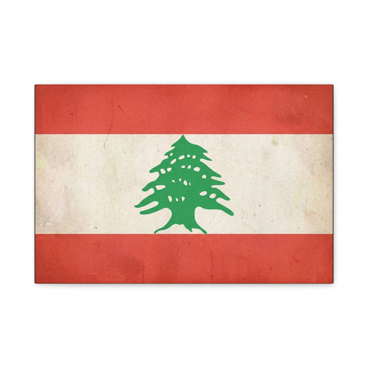 Lebanon Flag Canvas Wall Art - Vintage Cedar Tree Patriotic Print, Distressed Red White Green Artwork - Traditional Style, Living Room Wall Decor, Bedroom Home Decoration - Bedroom Home Decoration