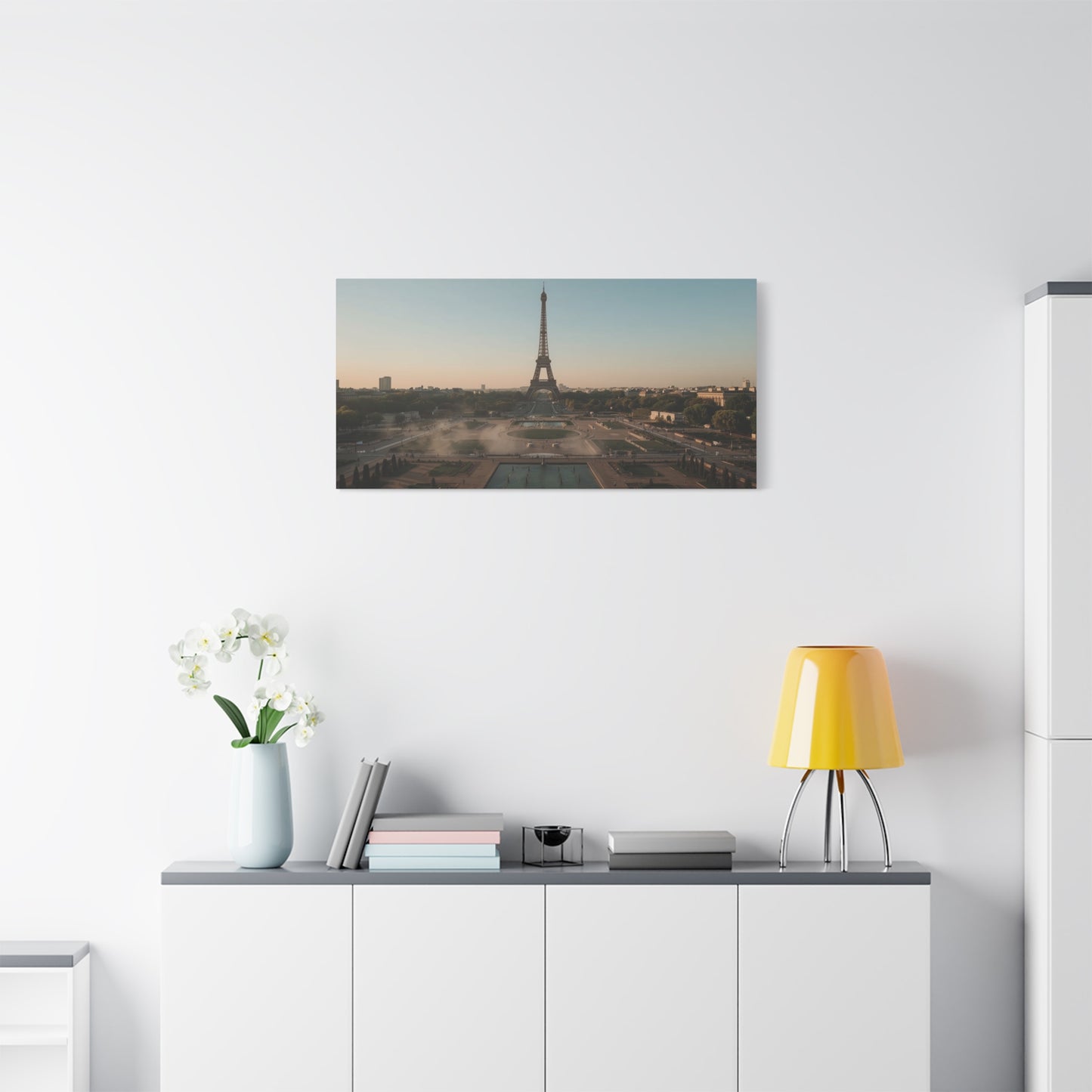 Eiffel Tower Canvas Wall Art Paris Cityscape Print - Soft Sunrise Art Print, Matte Finish Canvas Print - Contemporary Travel Wall Decor, Living Room Home Accent, Office Art - Bedroom Home Decoration
