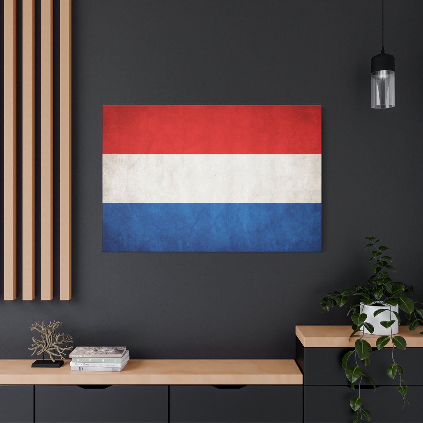 Netherlands Flag Canvas Wall Art - Dutch Tricolor Country Pride Decor, Vintage Style Cotton Print - Living Room Wall Decor, Office Accent - Bedroom Home Decoration - Bedroom Home Decoration