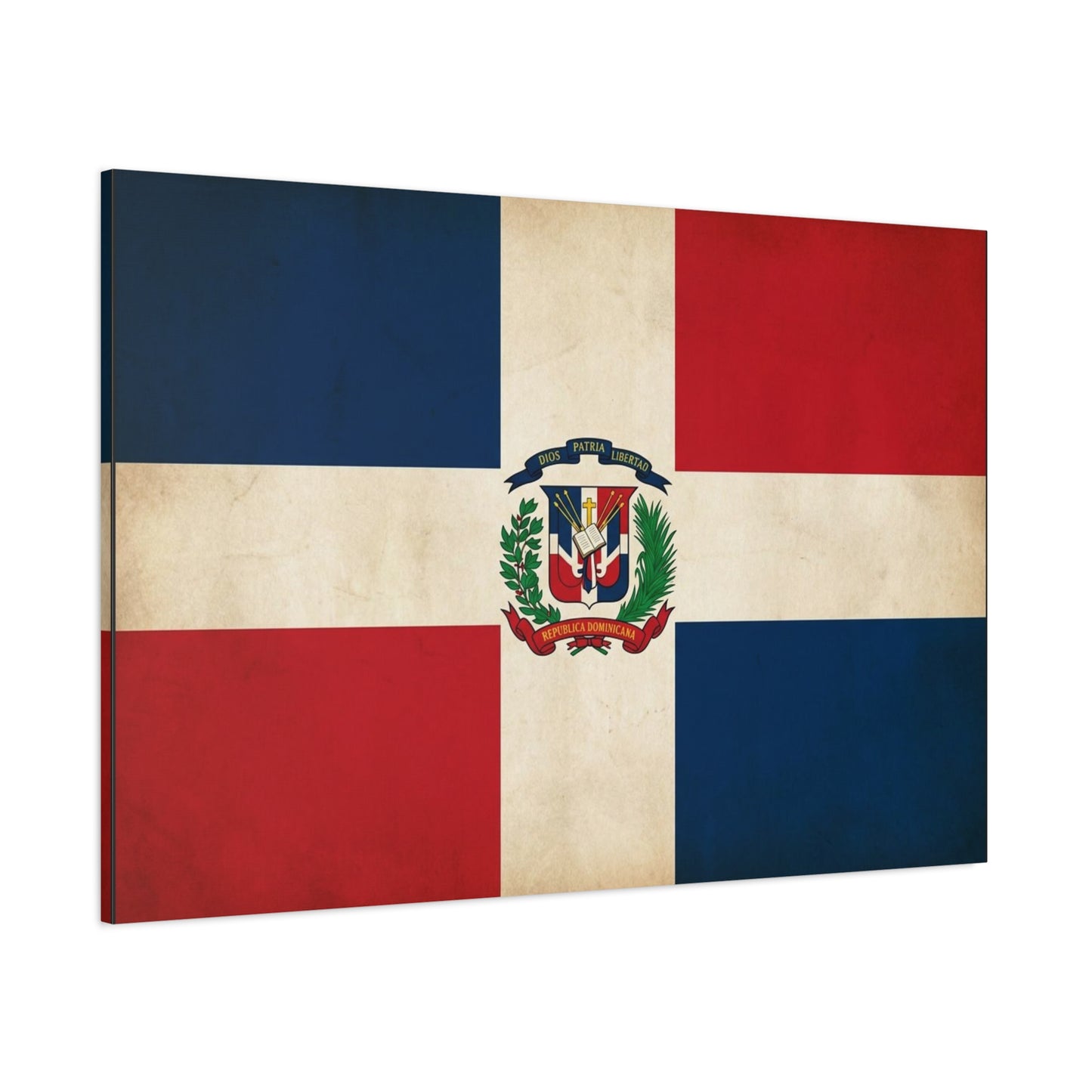 Dominican Republic Flag Canvas Wall Art - Dios Patria Libertad, Republica Dominicana - Vintage Patriotic Print - Heritage Decor For Living Room, Office, Dorm Wall Display - Bedroom Home Decoration