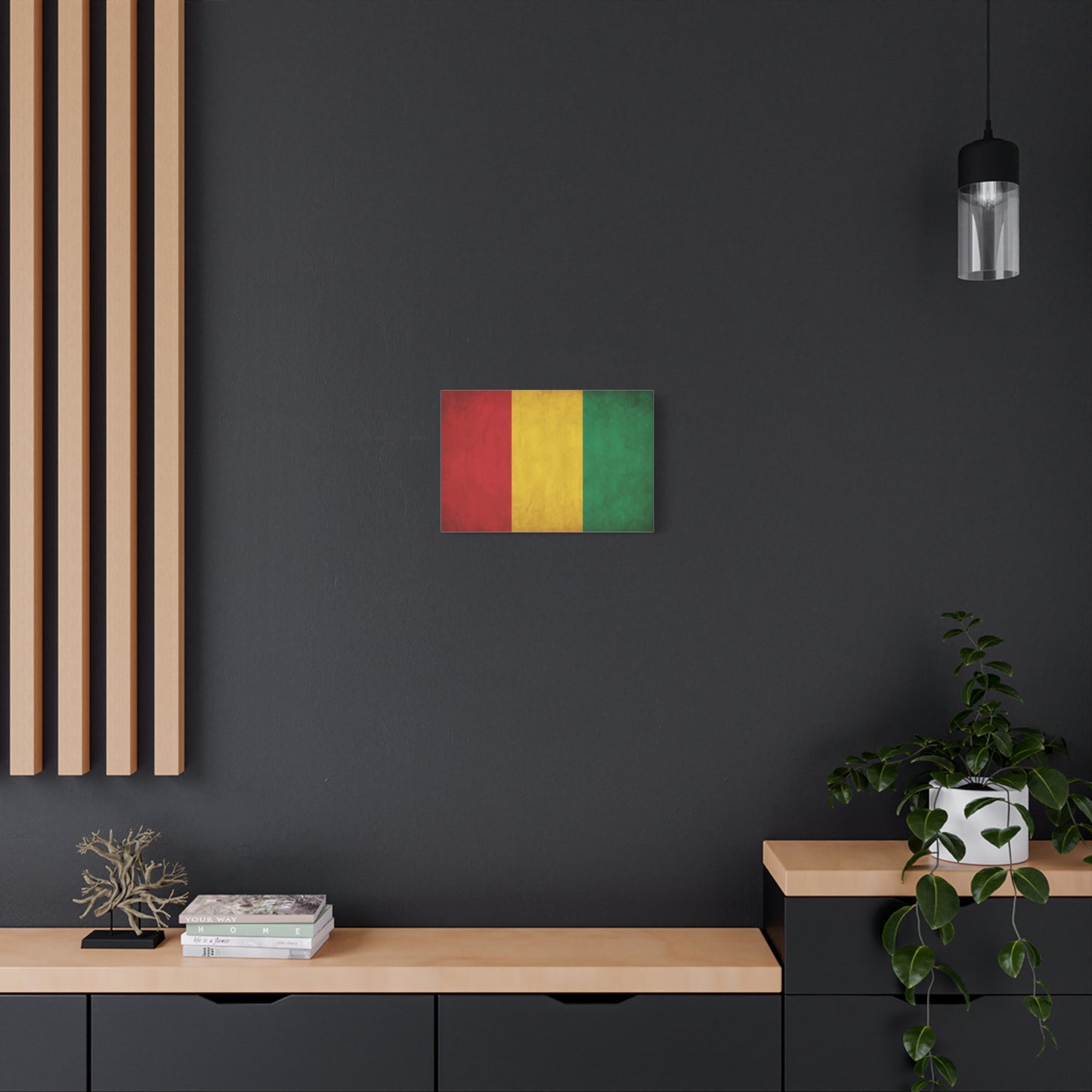 Guinea Flag Canvas Wall Art - Red Yellow Green Tricolor National Print - Vintage Textured Cotton Look - Pan African Style - Living Room Wall Decor - Bedroom Home Decoration - Bedroom Home Decoration