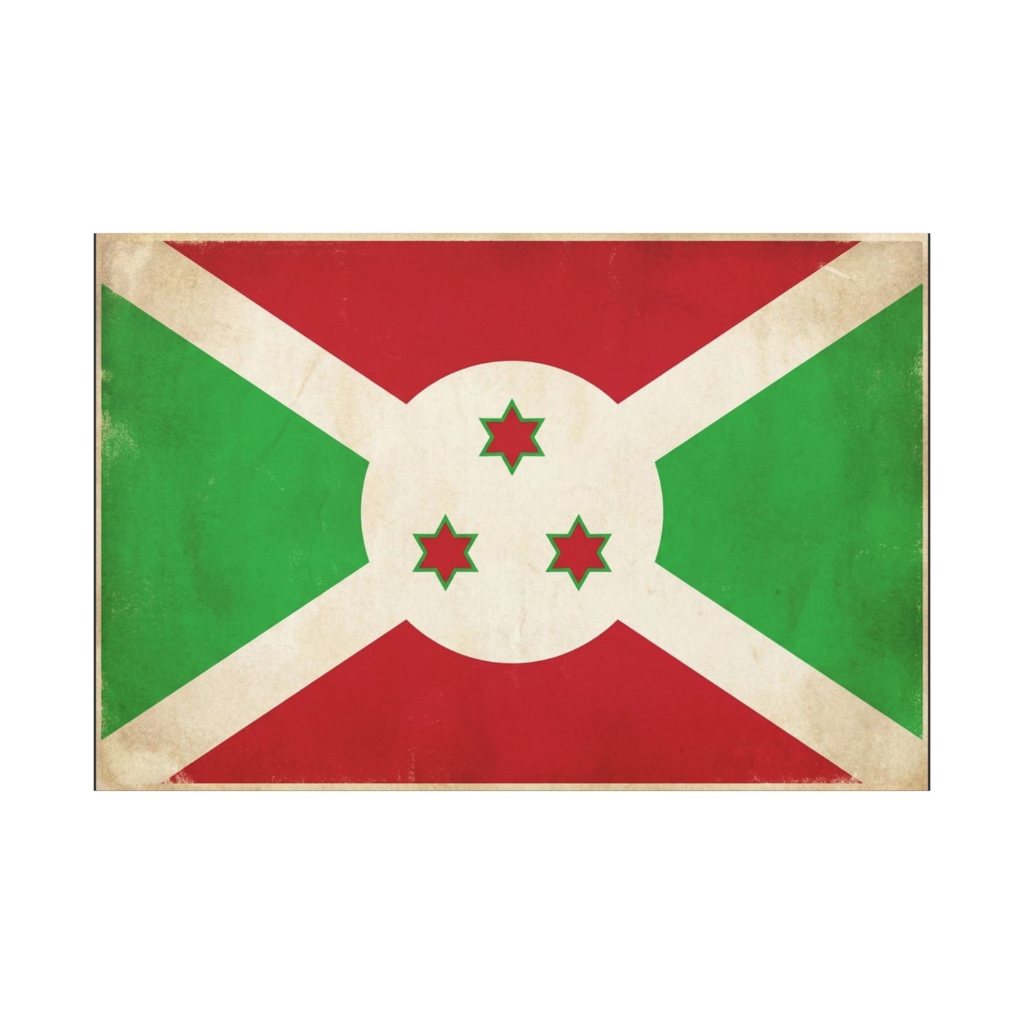 Burundi Flag Canvas Wall Art - Vintage National Banner Print, Patriotic Heritage Decor - Distressed Cotton Look, Traditional Style - Living Room Wall Decor - Modern Farmhouse Style - Ready to Hang