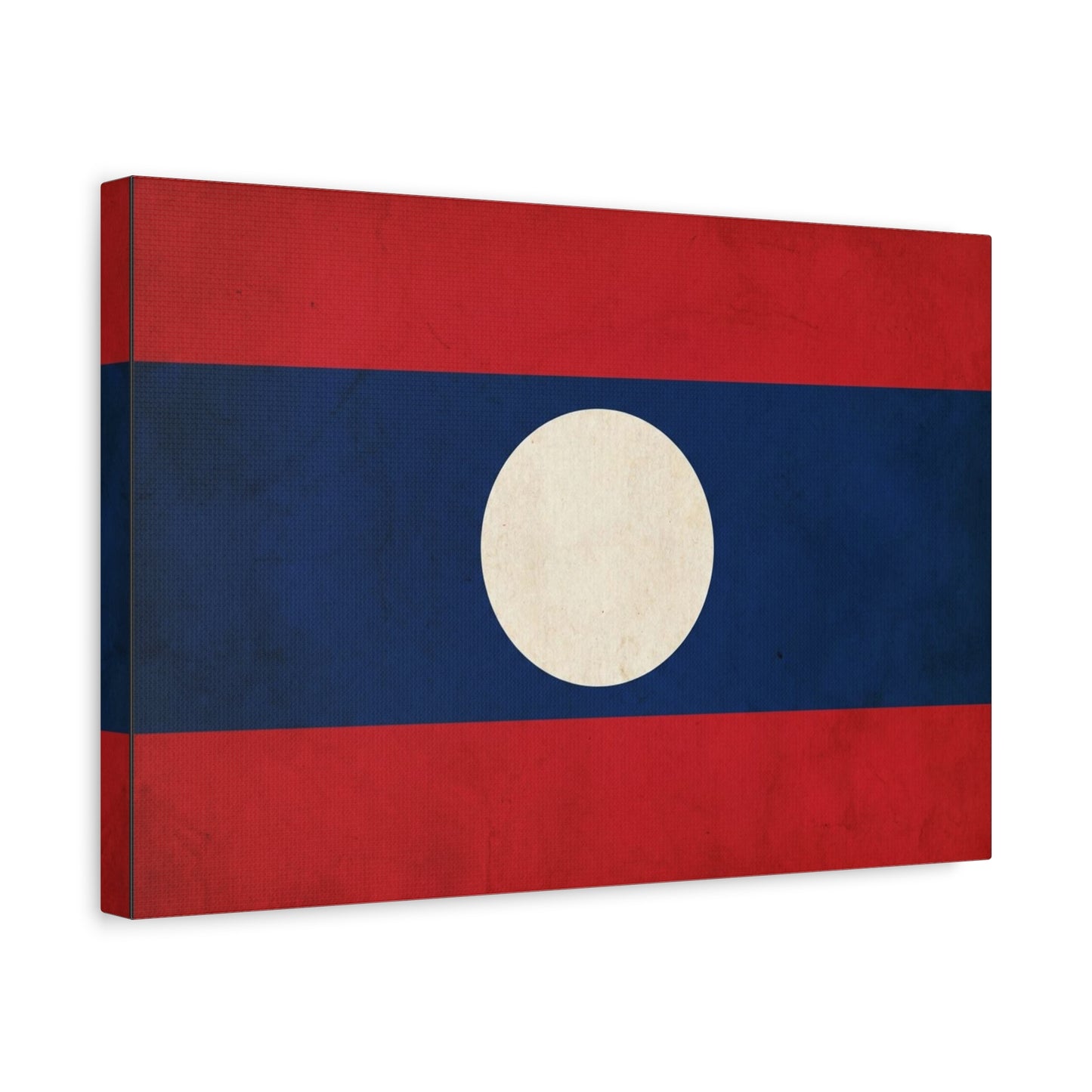 Laos Flag Canvas Wall Art - Vintage Lao National Flag Print, Red Blue White Circle - Minimalist Patriotic Decor - Living Room Home Decoration - Bedroom Home Decoration - Living Room Wall Decor