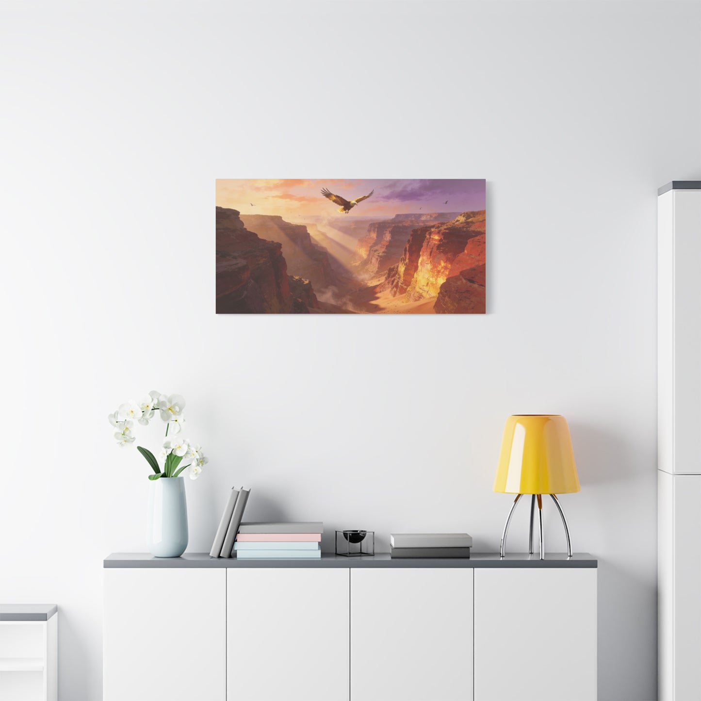 Bald Eagle Canyon Canvas Wall Art - Desert Sunset Cliffs, Golden Light - Matte Cotton Print, Contemporary Landscape - Living Room Wall Decor, Office Art, Entryway Decoration - Bedroom Home Decoration