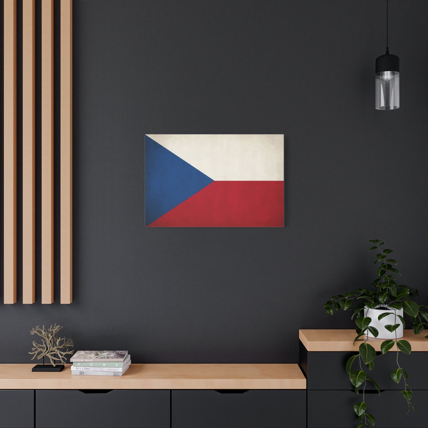 Czech Republic Flag Canvas Wall Art - Czech Flag Print, Vintage Patriotic Decor - Minimalist Tricolor Design - Living Room Home Decoration, Office Wall Accent - Bedroom Home Decoration - Ready to Hang