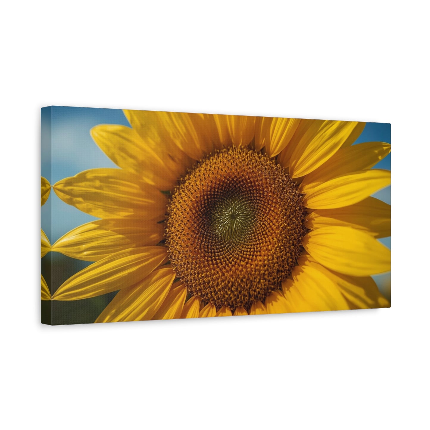 Sunflower Canvas Wall Art - Golden Floral Close Up Print, Blue Sky Botanical Wall Decor - Matte Cotton Art Print - Contemporary Living Room Decoration, Bedroom Home Accent - Bedroom Home Decoration