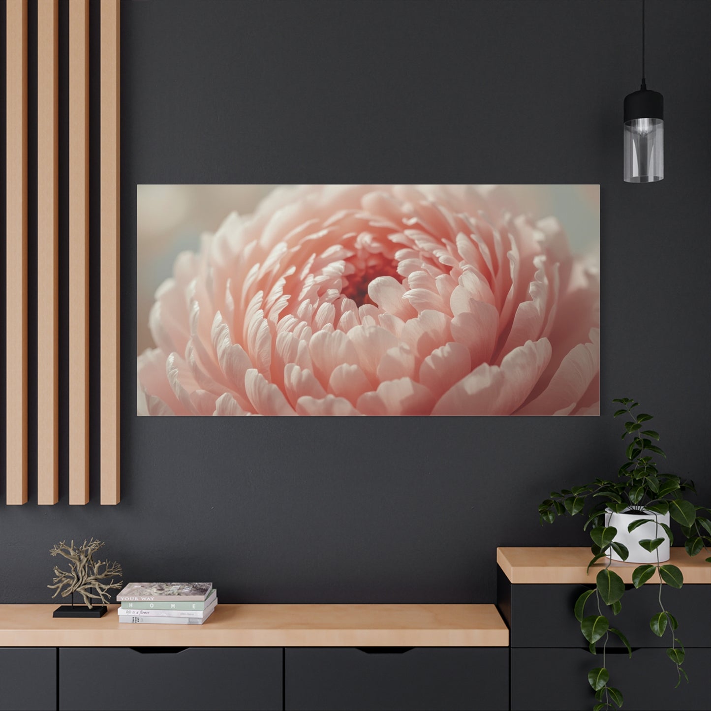 Blush Pink Peony Canvas Wall Art - Soft Floral Close Up, Botanical Home Decoration - Matte Cotton Print, Romantic Traditional Style - Bedroom Wall Decor, Living Room Accent - Bedroom Home Decoration