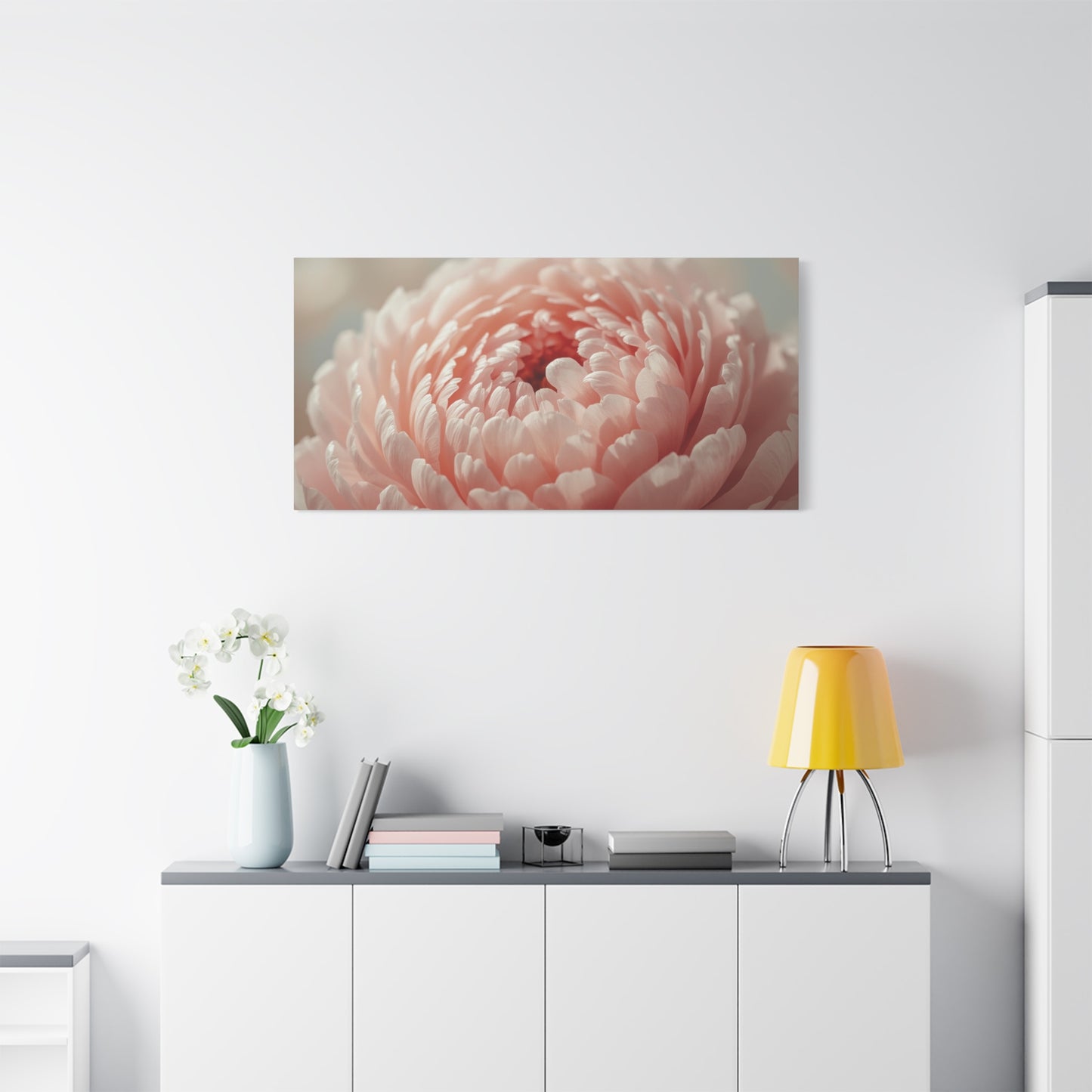 Blush Pink Peony Canvas Wall Art - Soft Floral Close Up, Botanical Home Decoration - Matte Cotton Print, Romantic Traditional Style - Bedroom Wall Decor, Living Room Accent - Bedroom Home Decoration