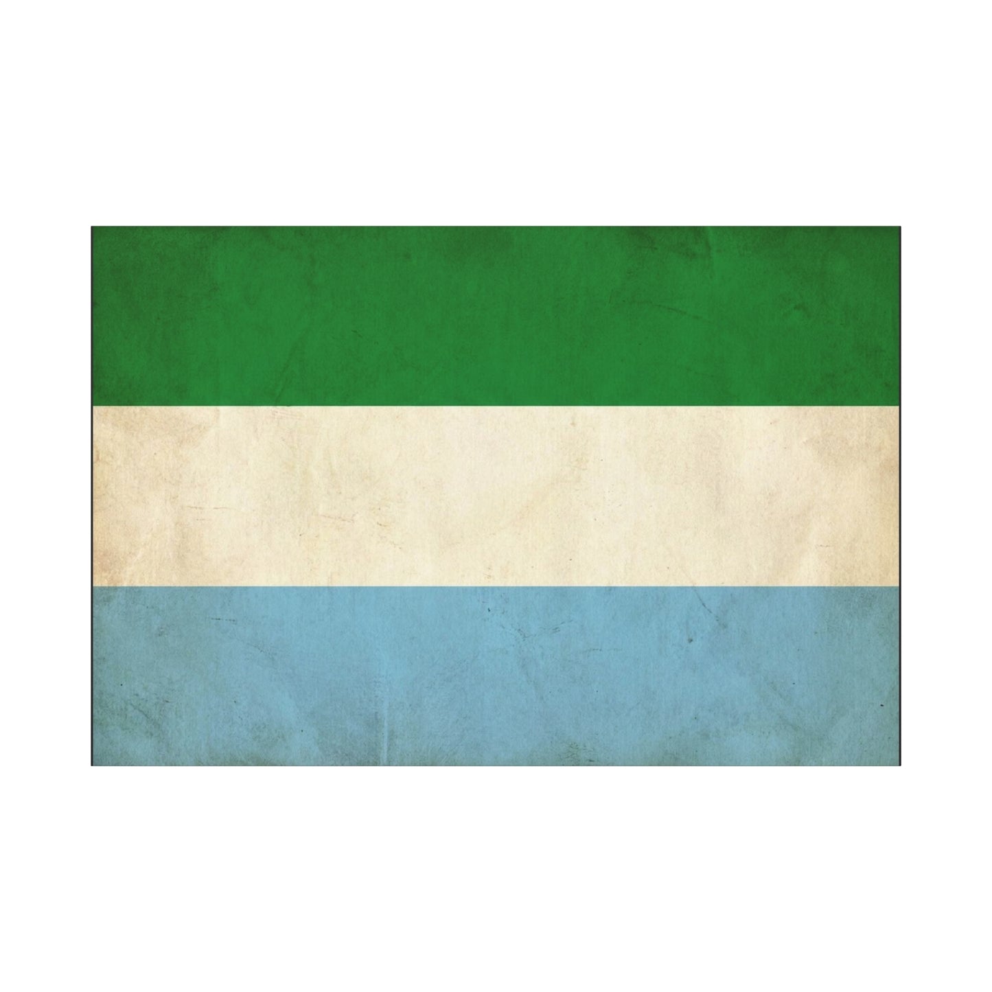 Sierra Leone Flag Canvas Wall Art - Vintage Tricolor National Print, Distressed Blue Green White Design - Minimalist Patriotic Decor - Living Room Wall Decor - Bedroom Home Decoration - Ready to Hang