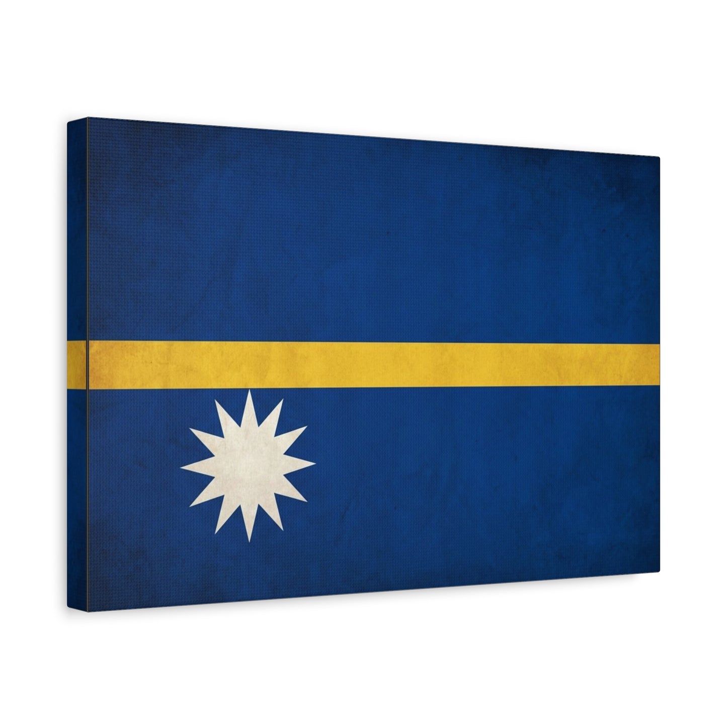 Nauru Flag Canvas Wall Art - Blue Field, Gold Stripe, White Star - Vintage National Pride Print - Coastal Style Living Room Decor, Bedroom Home Decoration - Living Room Wall Decor - Ready to Hang
