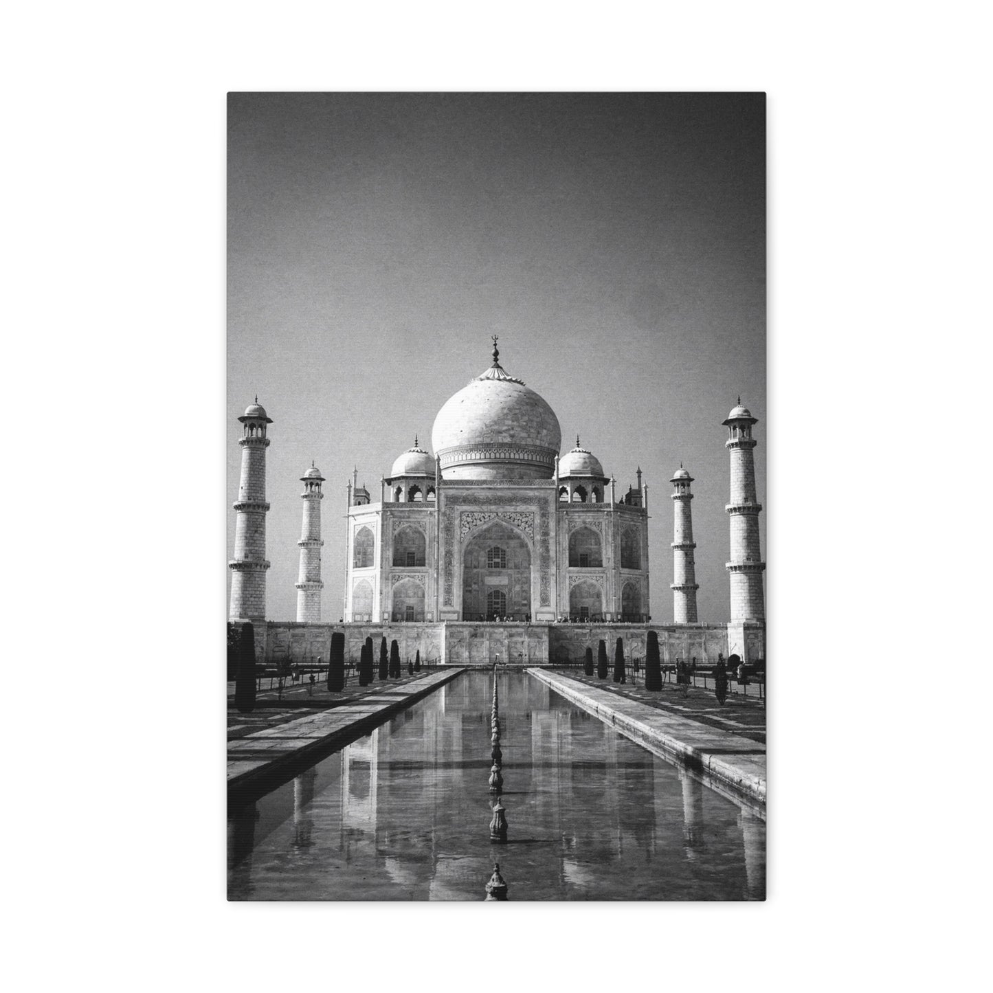 Taj Mahal Canvas Wall Art - Black And White Architectural Art Print - Monochrome Travel Landmark Decor - Contemporary Style - Living Room Wall Decor, Office Art - Bedroom Home Decoration