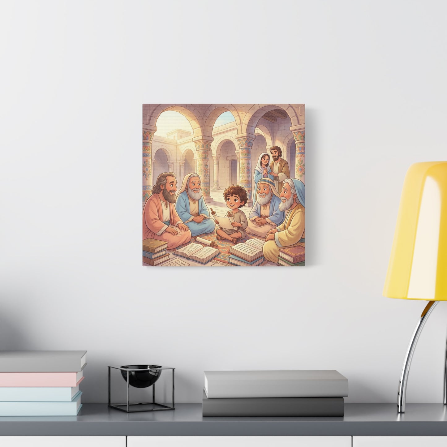 Young Jesus Teaching In Temple Canvas Wall Art - Biblical Child Scripture Scene, Cotton Print - Traditional Religious Decor For Nursery, Bedroom, Sunday School, Living Room Home Accent - Ready to Hang