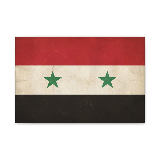 Syrian Flag Canvas Wall Art - Vintage Syria Flag Print, Distressed Patriotic Decor - Matte Canvas Wall Hanging - Living Room Home Decoration, Office Accent - Bedroom Home Decoration - Ready to Hang
