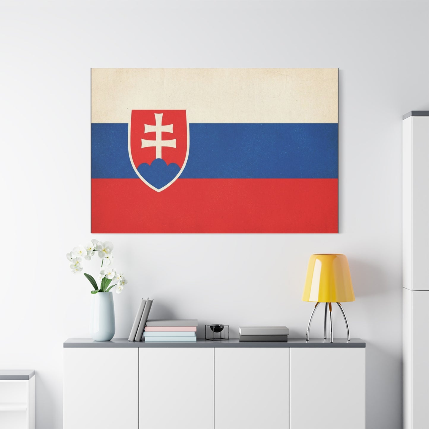 Slovakia Flag Canvas Wall Art - Vintage Slovak Republic Banner Print, Patriotic Heritage Decor - Minimalist National Color Design - Living Room Wall Decor - Bedroom Home Decoration - Ready to Hang