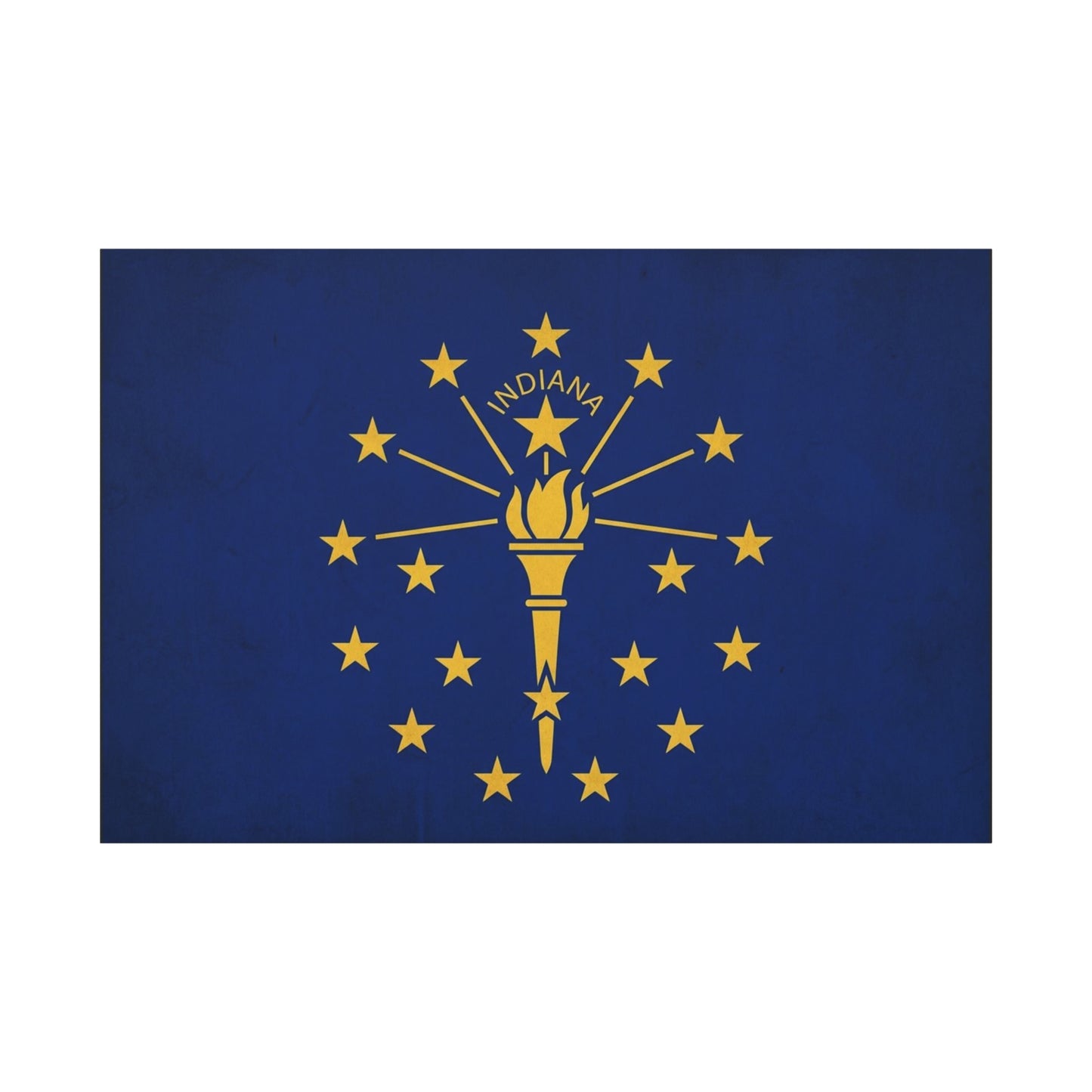 Indiana State Flag Canvas Wall Art - Blue Gold Torch Stars Print, Patriotic Decor - Matte Cotton Artwork - Living Room Wall Decor, Office Art, Dorm Decoration Accent - Bedroom Home Decoration