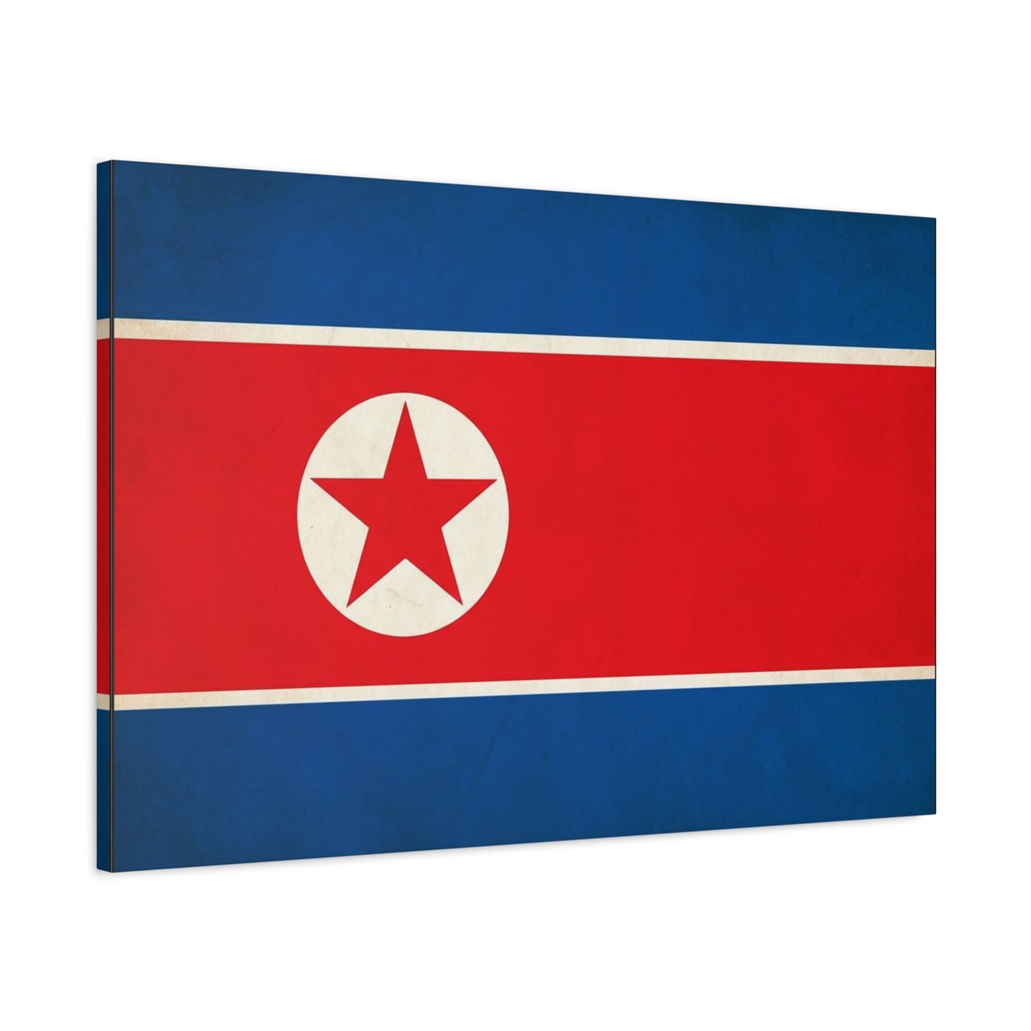 North Korea Flag Canvas Wall Art - Korean Flag Print, Patriotic Red Blue Star Design - Vintage Style Wall Decor - Living Room Home Decoration - Bedroom Home Decoration - Modern Farmhouse Style