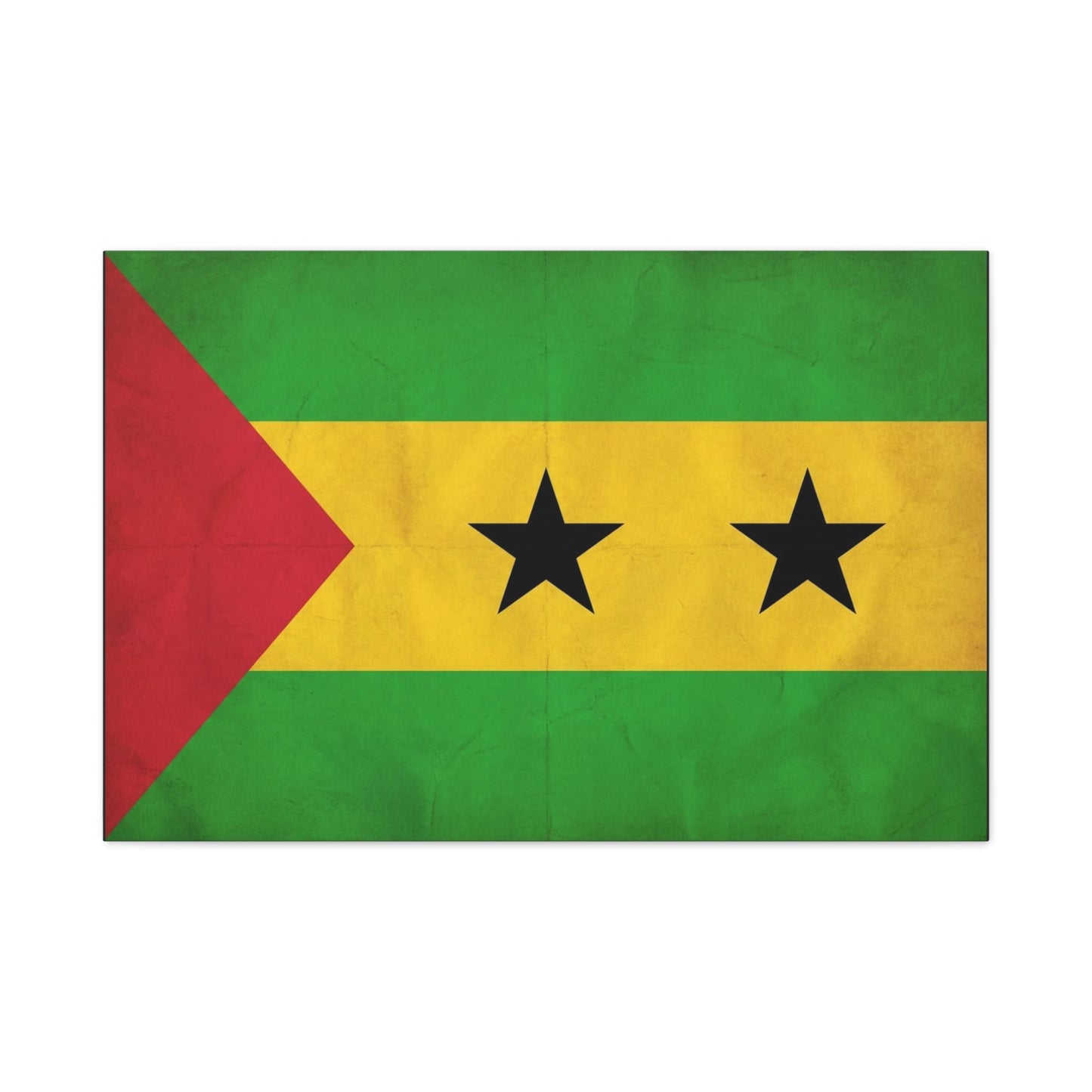 Sao Tome And Principe Flag Canvas Wall Art - National Pride Decor, Vintage Country Banner Print - Green Yellow Red Two Star Design - Living Room Wall Decor - Bedroom Home Decoration - Ready to Hang