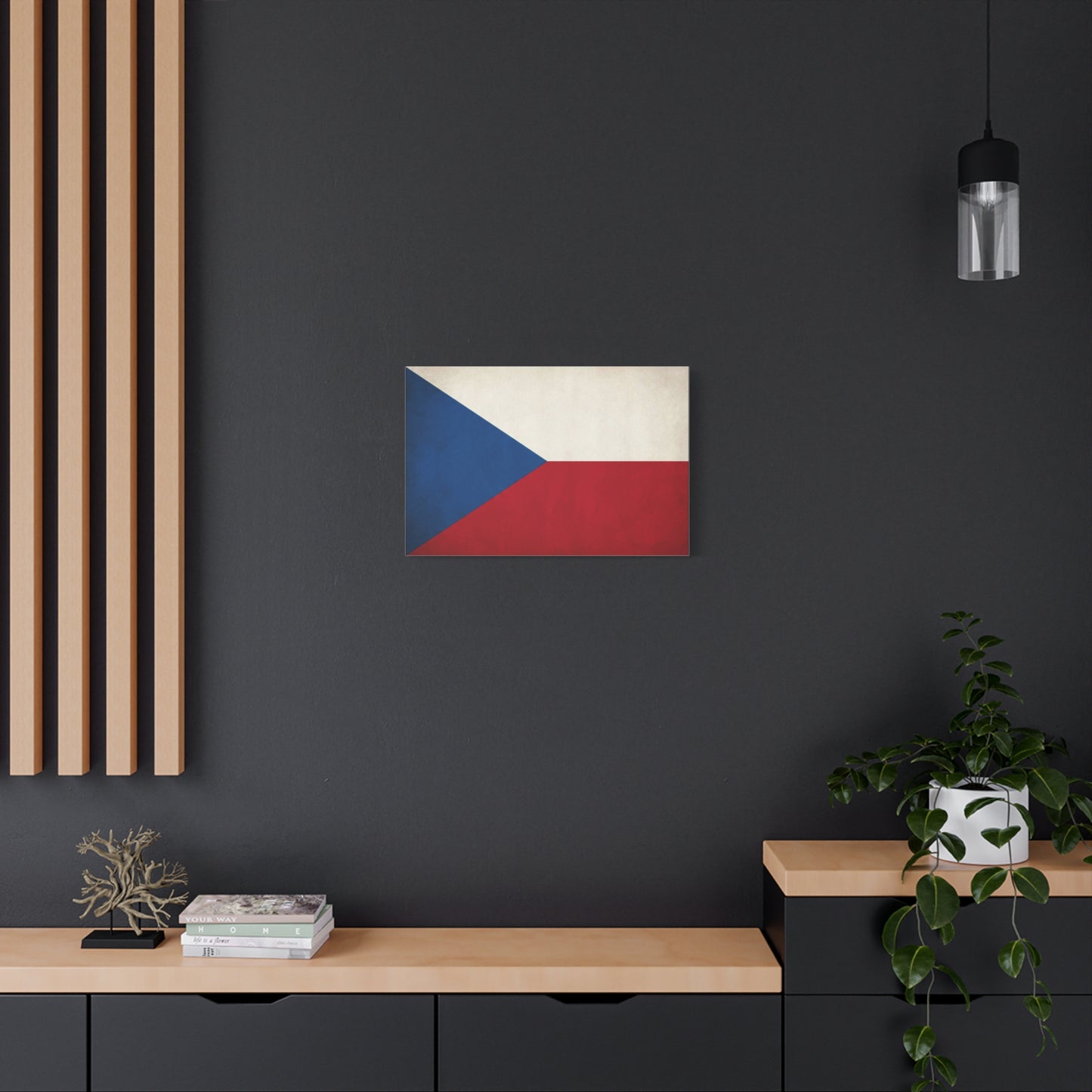 Czech Republic Flag Canvas Wall Art - Czech Flag Print, Vintage Patriotic Decor - Minimalist Tricolor Design - Living Room Home Decoration, Office Wall Accent - Bedroom Home Decoration - Ready to Hang