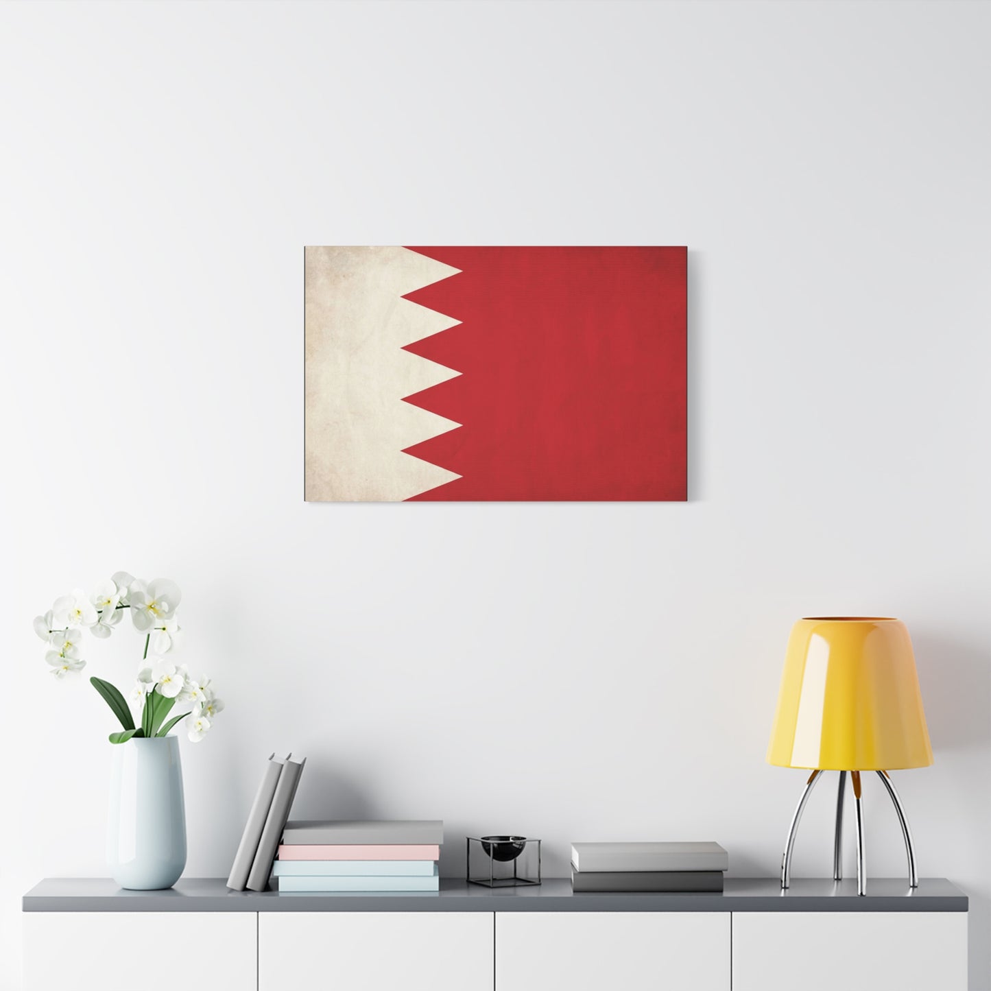 Bahrain Flag Canvas Wall Art - Vintage Red And White National Print - Minimalist Patriotic Decor - Cotton Canvas Wall Hanging - Living Room Home Decoration - Modern Farmhouse Style - Ready to Hang