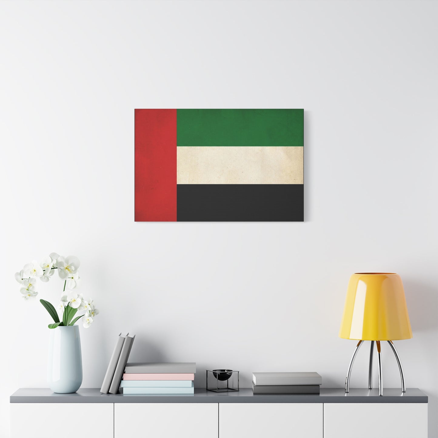 United Arab Emirates Flag Canvas Wall Art - Vintage National Pride Decor, Distressed UAE Banner Print - Patriotic Minimalist Style - Living Room Wall Decor, Office Accent - Bedroom Home Decoration