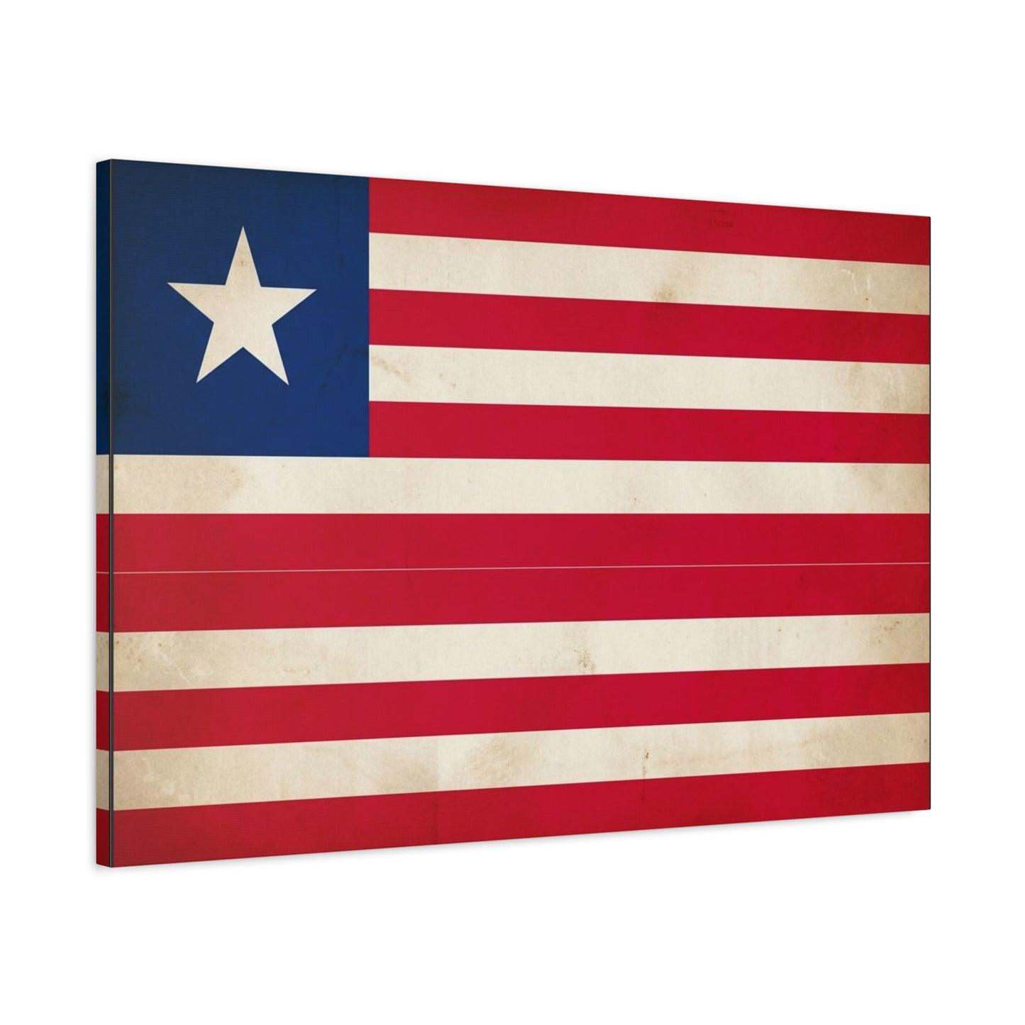 Liberia Flag Canvas Wall Art - Vintage Patriotic Print, Distressed Red White Blue Banner - Matte Cotton Artwork - Living Room Wall Decor, Office Art, Study Room Accent Style - Bedroom Home Decoration