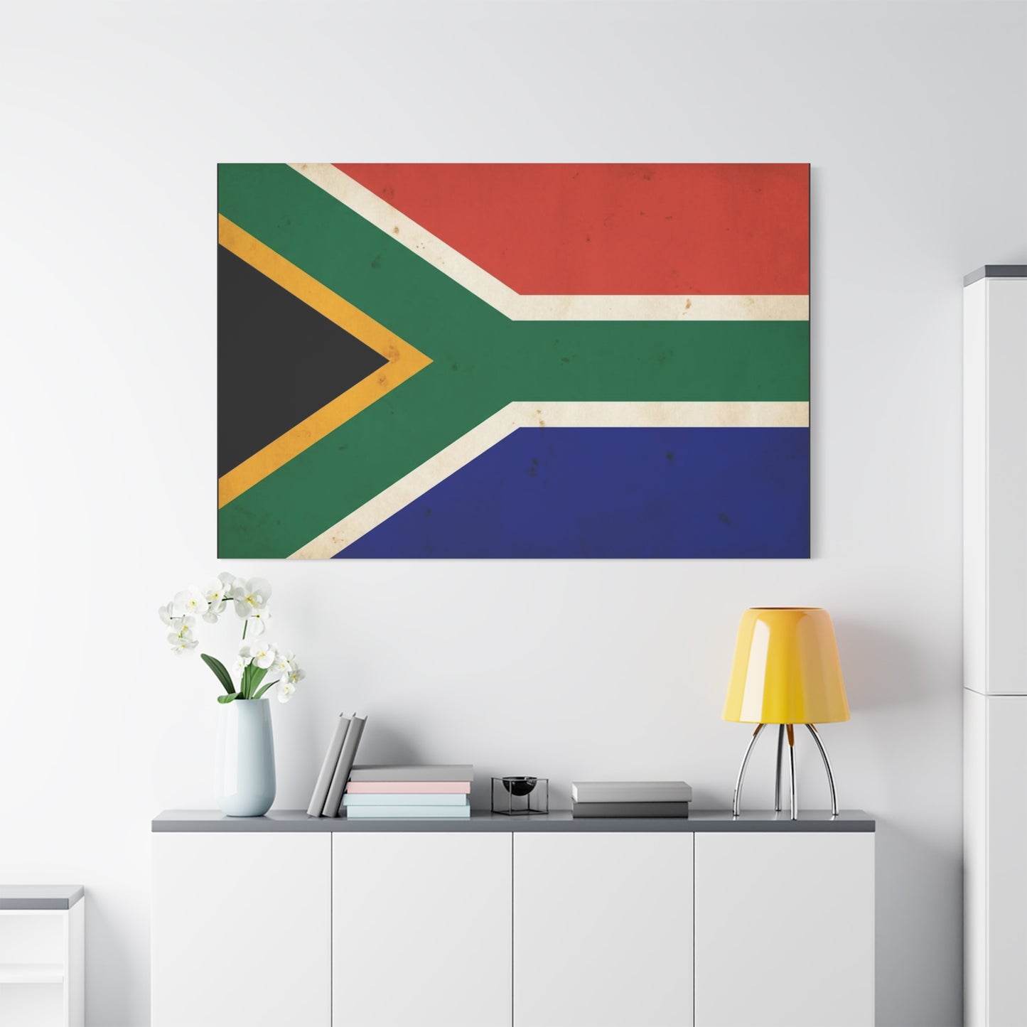 South Africa Flag Canvas Wall Art - Vintage National Pride Decor, Patriotic Country Print, Textured Cotton Artwork, Living Room Wall Decor, Office Display - Ready to Hang - Bedroom Home Decoration