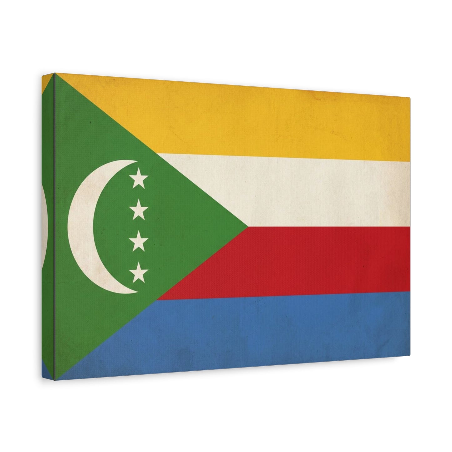 Comoros Flag Canvas Wall Art - Crescent And Four Stars National Print - Vintage Patriotic Decor, Cotton Canvas Wall Hanging - Living Room Home Decoration - Bedroom Home Decoration - Ready to Hang