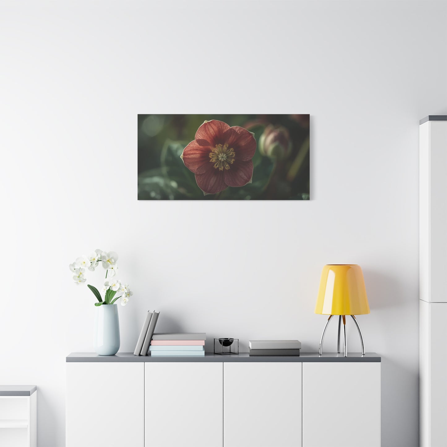Hellebore Flower Canvas Wall Art - Botanical Floral Art Print, Moody Matte Canvas Print - Traditional Style, Bedroom Wall Decor, Living Room Home Decoration, Office Art - Bedroom Home Decoration