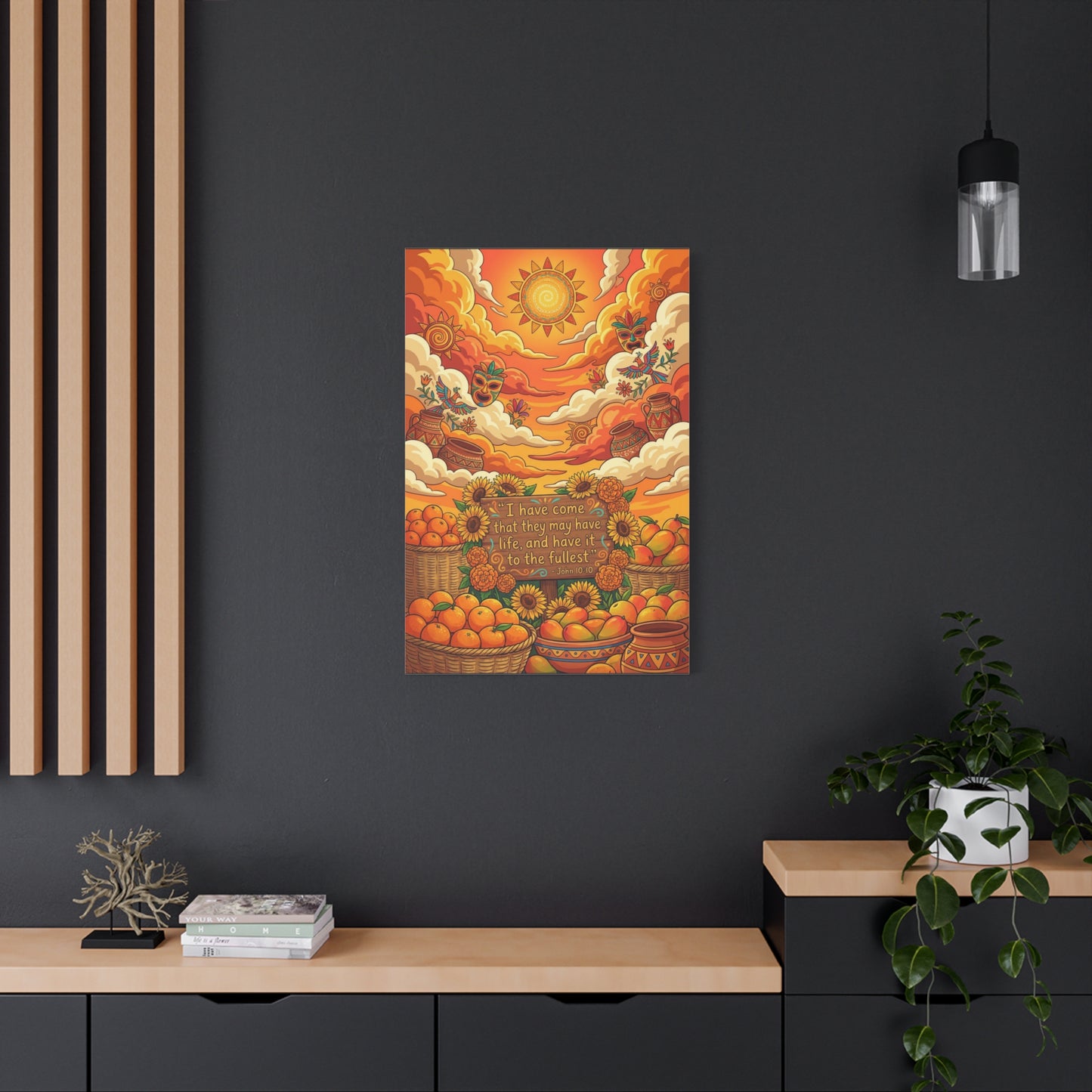 "I Have Come That They May Have Life, And Have It To The Fullest" Canvas Wall Art - John 10:10 Scripture Print, Sunflower Citrus Harvest Decor - Ready to Hang - Living Room Wall Decor - HP Latex Print