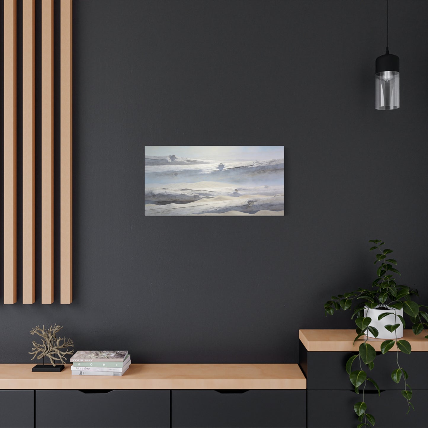 Driftwood Beach Canvas Wall Art - Coastal Sand Dunes Art Print, Soft Blue Beige Neutral Tones - Minimalist Coastal Style - Living Room Wall Decor, Bedroom Home Decoration - Ready to Hang