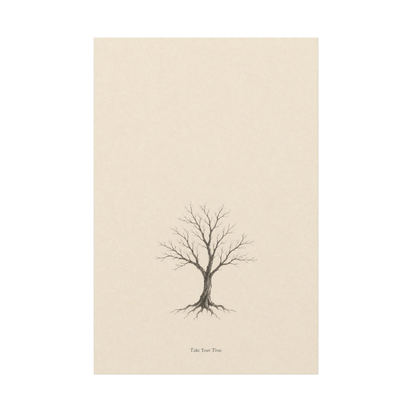 "Take Your Time" Minimalist Tree Canvas Wall Art - Neutral Botanical Print, Beige Contemporary Decor - Matte Cotton Artwork - Bedroom Home Decoration - Living Room Wall Decor - Bedroom Home Decoration