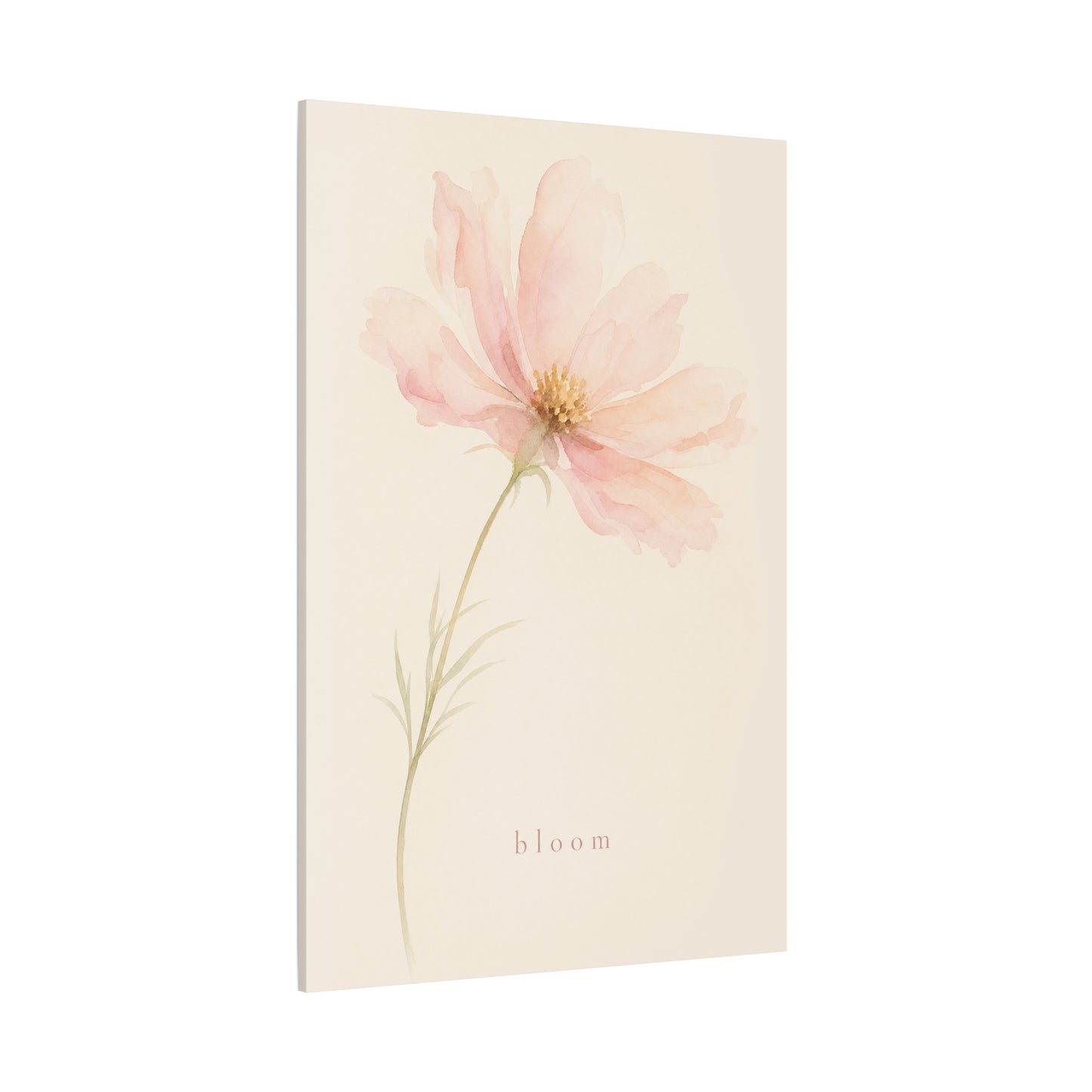"Bloom" Pink Cosmos Flower Canvas Wall Art - Soft Watercolor Botanical Print, Blush Floral Home Decor, Minimalist Bedroom Wall Hanging, Living Room Decoration - Ready to Hang - Bedroom Home Decoration
