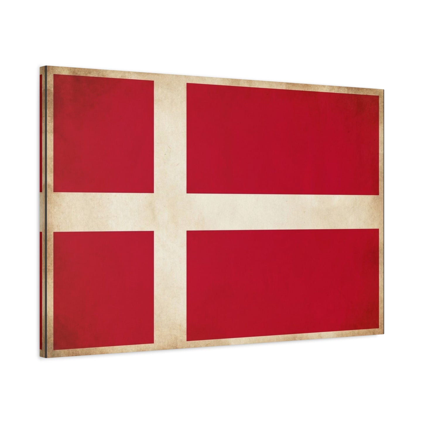 Denmark Flag Canvas Wall Art - Danish Flag Print, Vintage Nordic Decor - Minimalist Red And White Artwork - Living Room Wall Decor, Office Accent - Bedroom Home Decoration - Bedroom Home Decoration