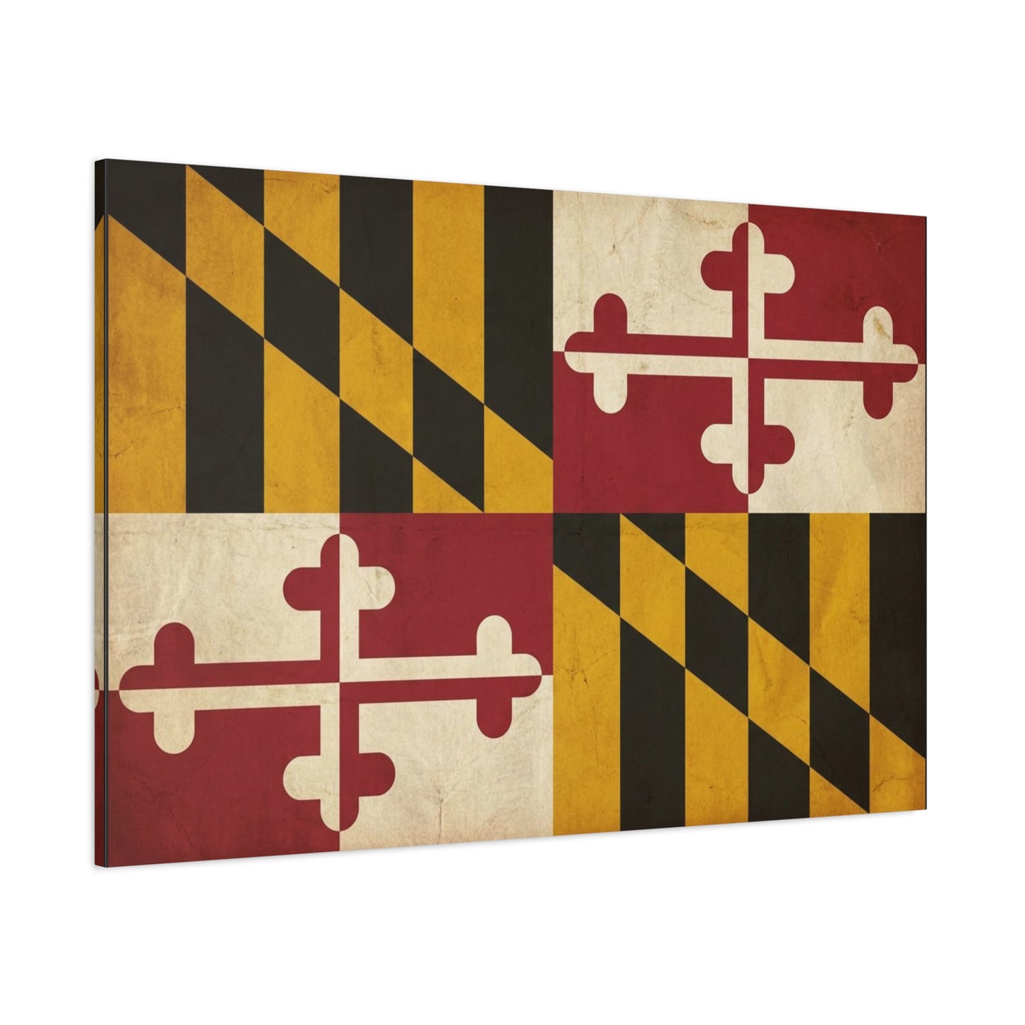 Maryland State Flag Canvas Wall Art - Vintage Red Gold Black Crest Design - Rustic Americana Decor - Living Room Wall Decor, Office Decoration - Bedroom Home Decoration - Modern Farmhouse Style