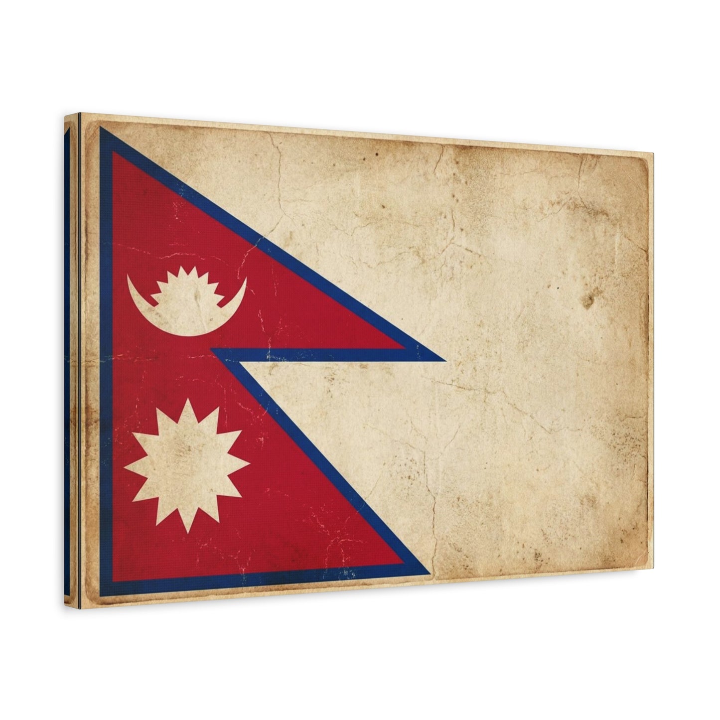 Nepal Flag Canvas Wall Art - Vintage Nepalese Banner Print, Rustic Patriotic Decor - Distressed Parchment Look, Traditional Style - Living Room Wall Decor - Bedroom Home Decoration - Ready to Hang