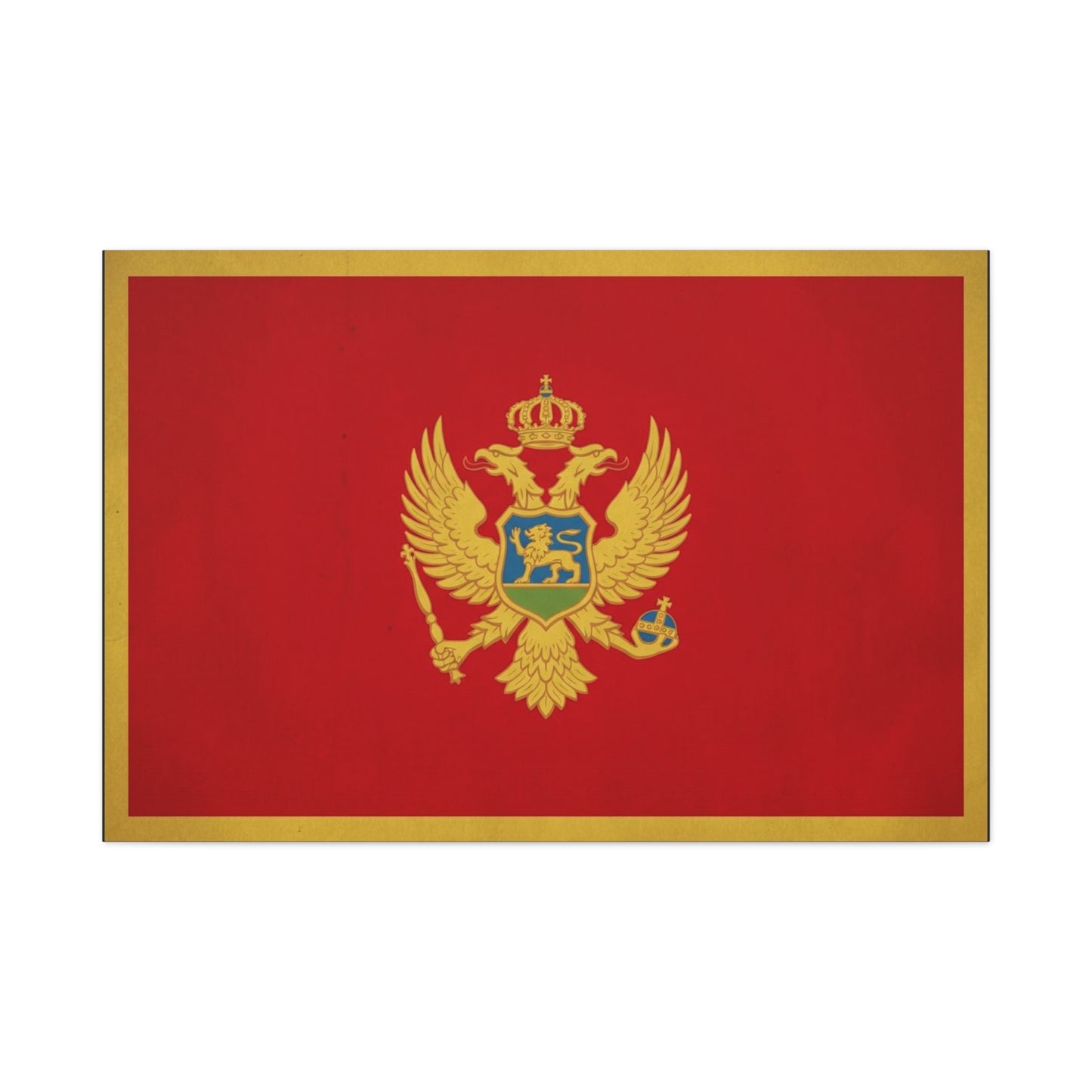 Montenegro Flag Canvas Wall Art - Red Gold Double Headed Eagle Crest Print - Vintage Heraldic Style, Living Room Wall Decor, Office Decoration - Ready to Hang - Bedroom Home Decoration - Ready to Hang