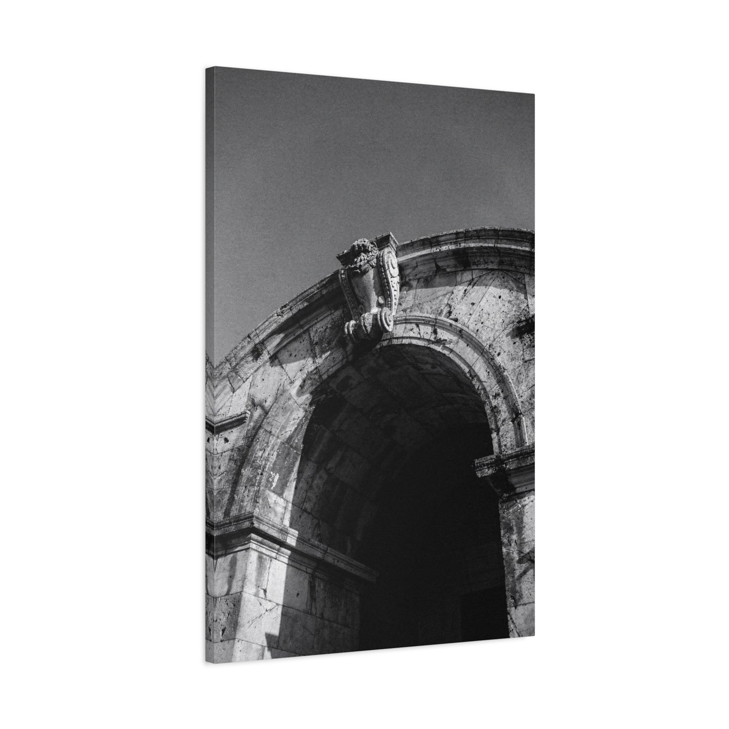 Black And White Architectural Arch Canvas Wall Art - Stone Facade Art Print, Minimalist Historic Structure Decor - Contemporary Living Room Wall Decor, Bedroom Home Accent - Ready to Hang