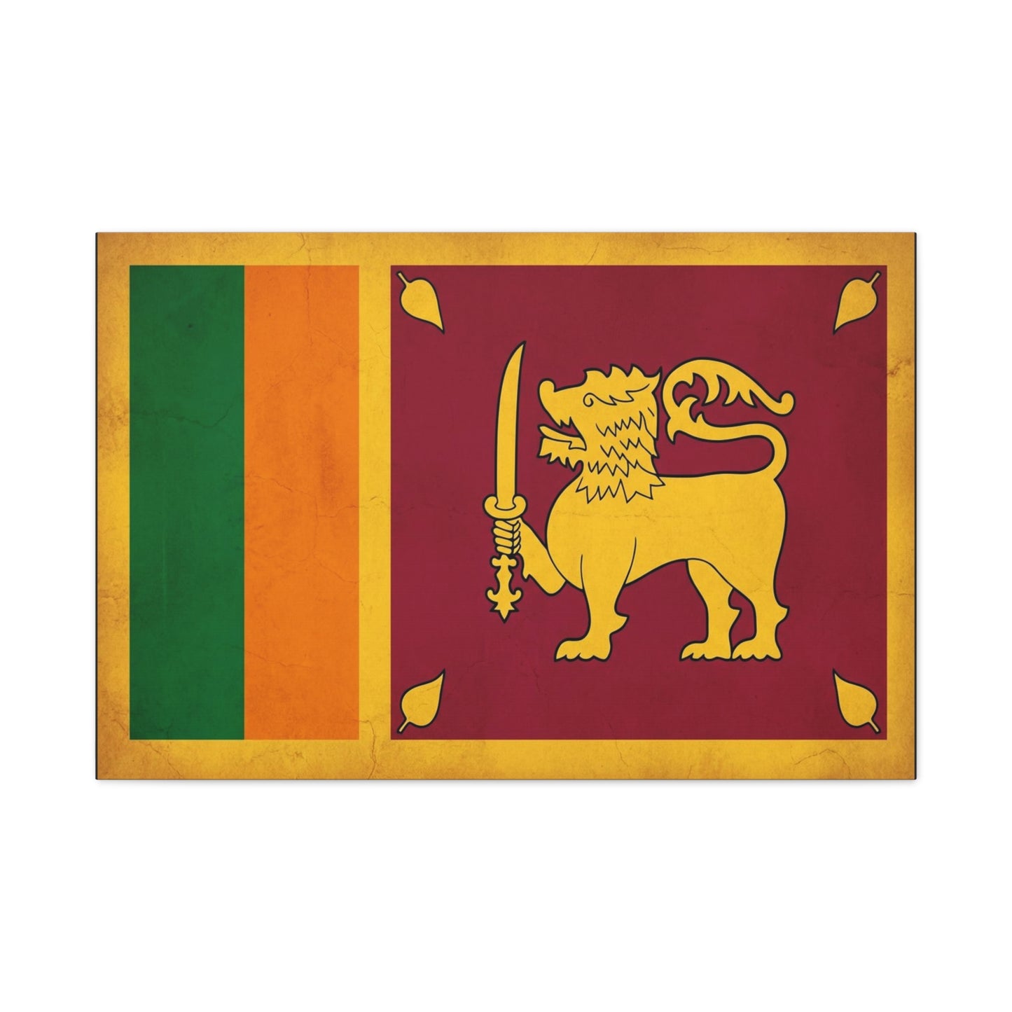 Sri Lanka Flag Canvas Wall Art - Golden Lion With Sword National Banner Print - Vintage Patriotic Style, Cultural Home Decor, Living Room Wall Decor, Office Art - Modern Farmhouse Style