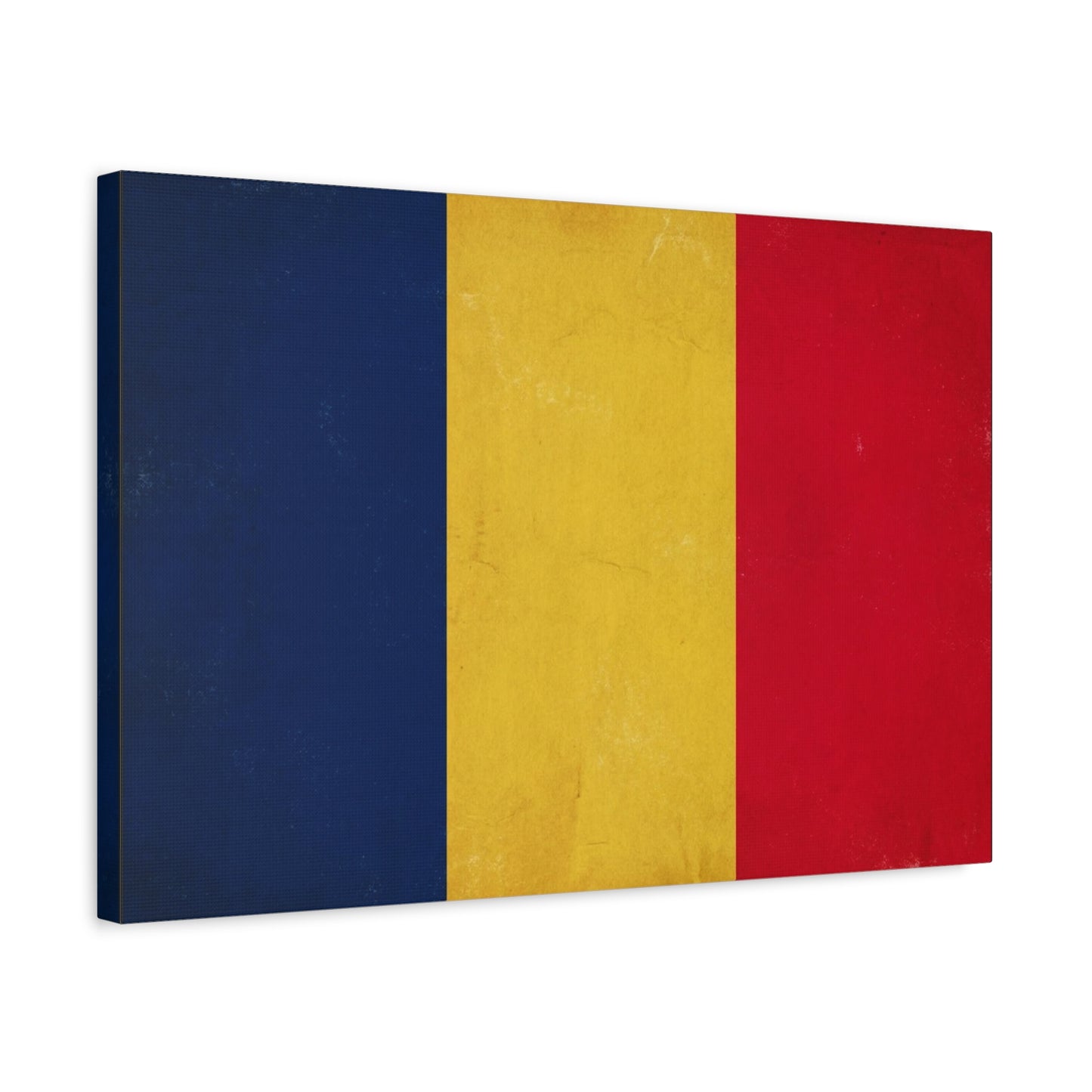 Romania Flag Canvas Wall Art - Vintage Tricolor Country Print, Blue Yellow Red Patriotic Decor - Minimalist Textured Artwork - Living Room Wall Decor - Bedroom Home Decoration - Modern Farmhouse Style
