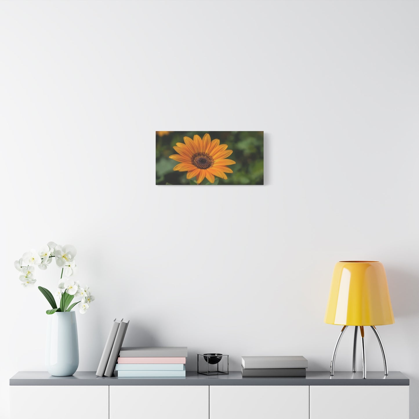 Orange Daisy Flower Canvas Wall Art - Botanical Floral Close Up Art Print, Nature Home Decor - Matte Cotton Canvas, Contemporary Style - Living Room Wall Decor Bedroom Accent - Cozy Reading Nook Art
