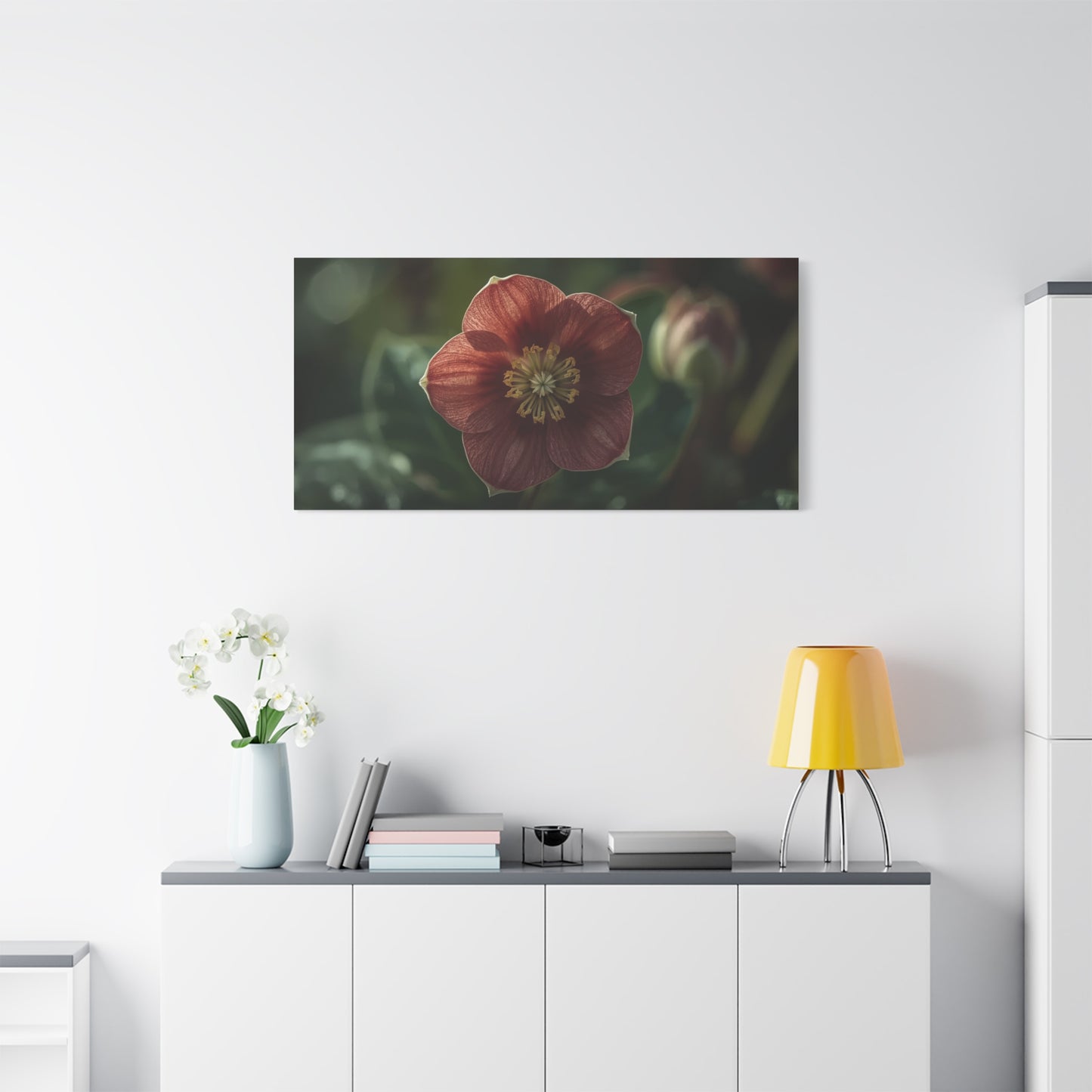 Hellebore Flower Canvas Wall Art - Botanical Floral Art Print, Moody Matte Canvas Print - Traditional Style, Bedroom Wall Decor, Living Room Home Decoration, Office Art - Bedroom Home Decoration