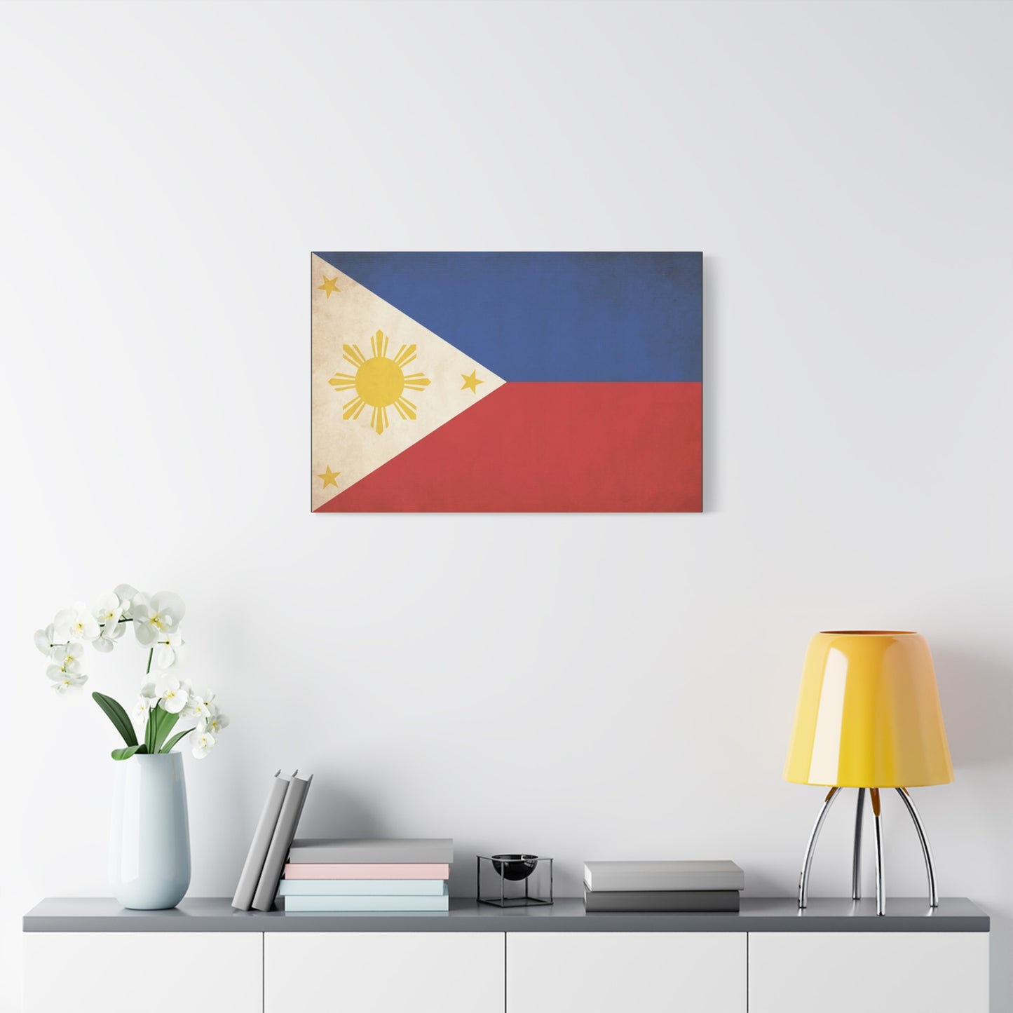Philippines Flag Canvas Wall Art - Vintage Filipino Pride Decor, Sun And Three Stars Print - Traditional Patriotic Style - Living Room Wall Decor, Bedroom Home Decoration - Bedroom Home Decoration