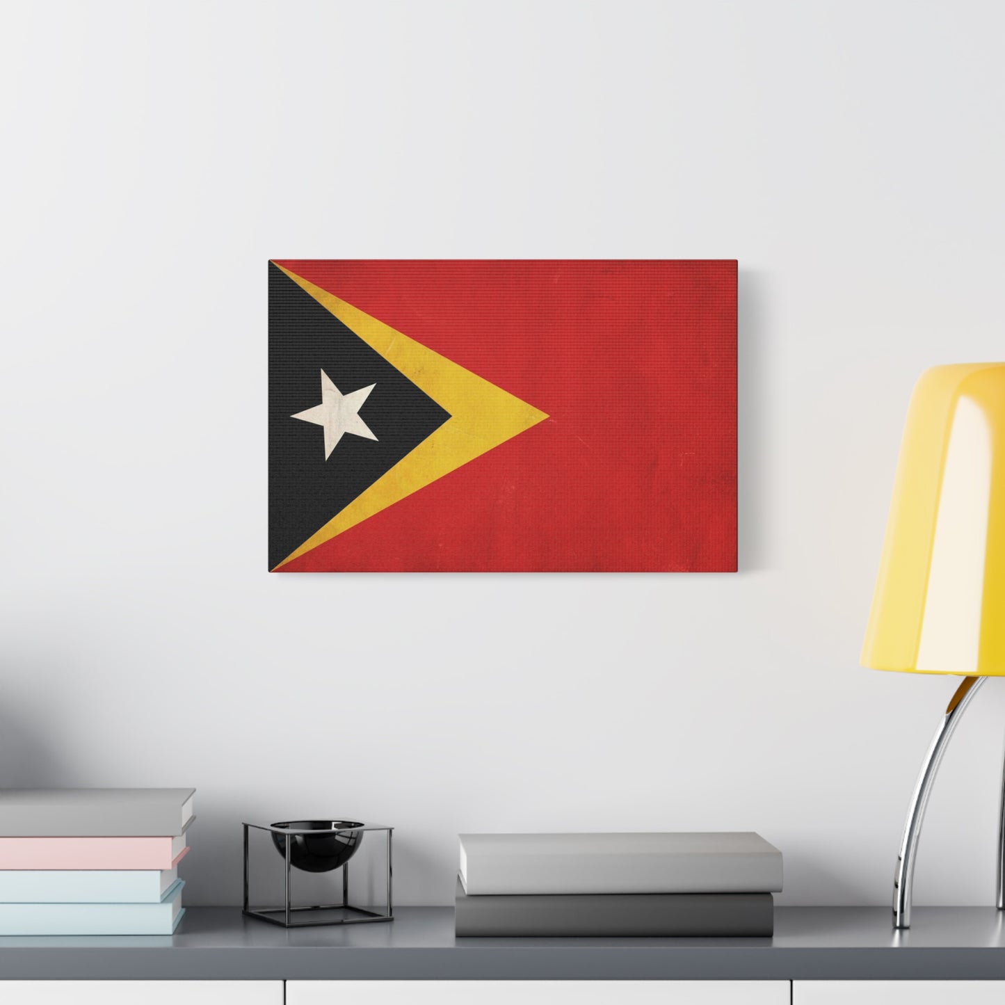 Timor-Leste Flag Canvas Wall Art - East Timor National Pride Decor, Vintage Red Black Yellow Banner Print - Patriotic Traditional Style - Living Room Wall Decor - Bedroom Home Decoration