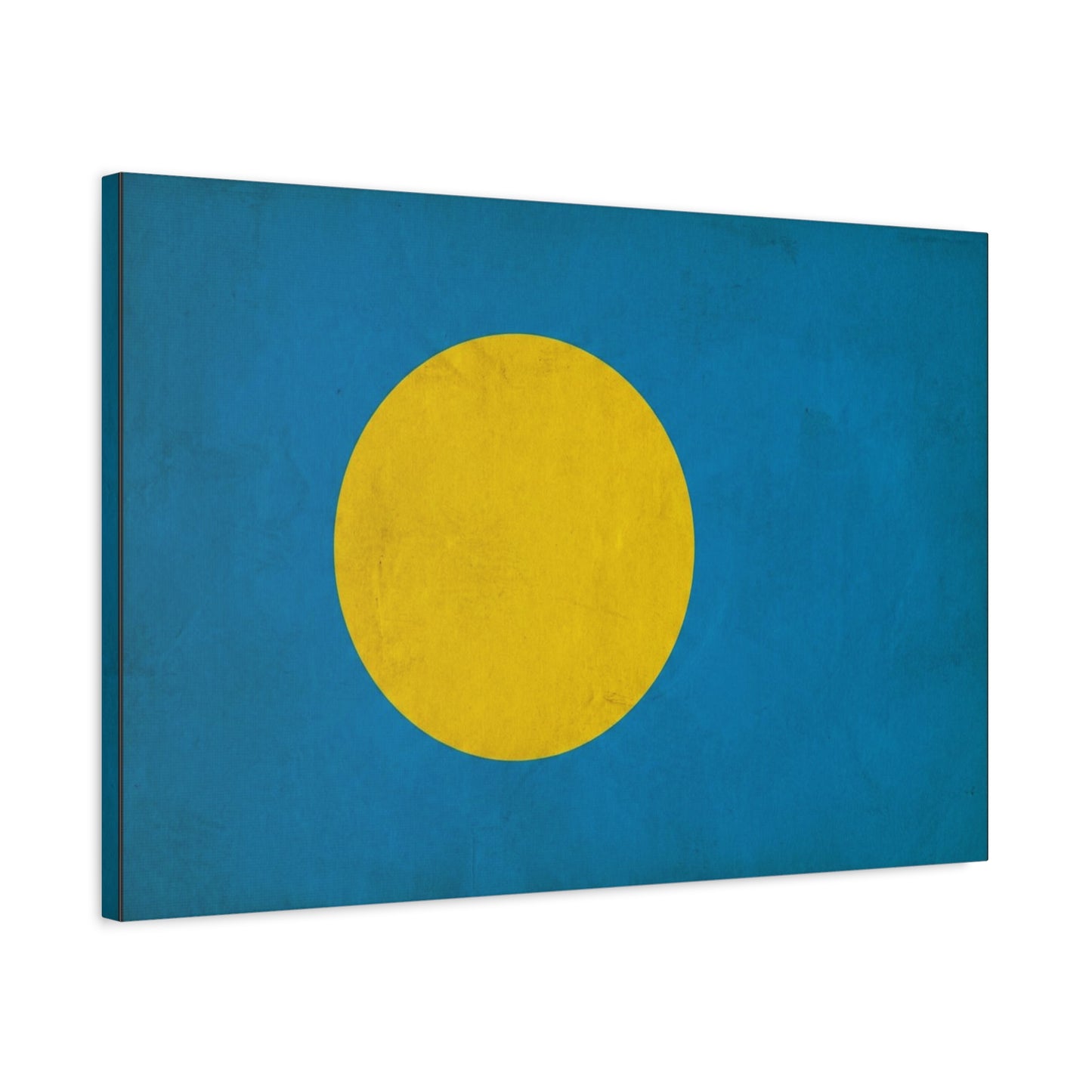 Palau Flag Canvas Wall Art - Blue Field With Golden Yellow Disc - Minimalist Tropical Island Print - Modern Living Room Wall Decor, Bedroom Home Decoration, Office Accent - Bedroom Home Decoration