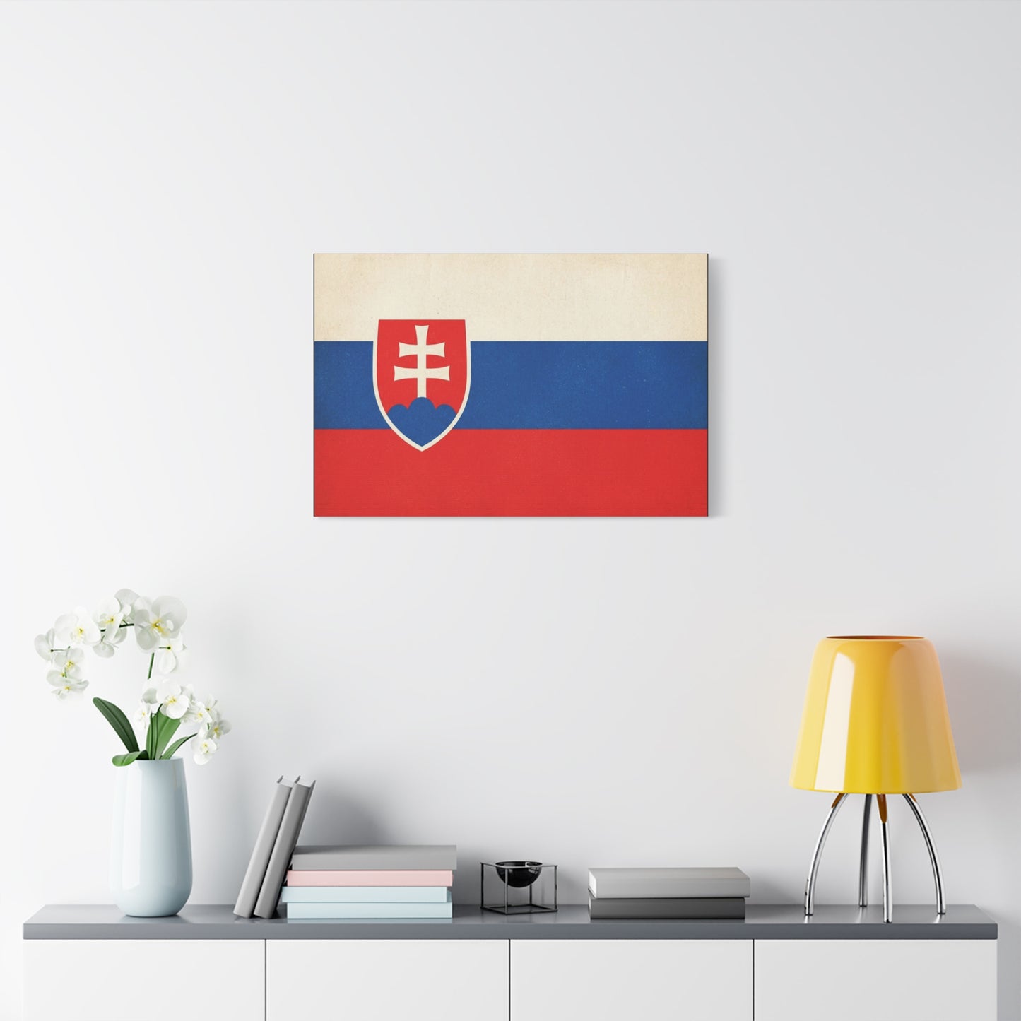 Slovakia Flag Canvas Wall Art - Vintage Slovak Republic Banner Print, Patriotic Heritage Decor - Minimalist National Color Design - Living Room Wall Decor - Bedroom Home Decoration - Ready to Hang