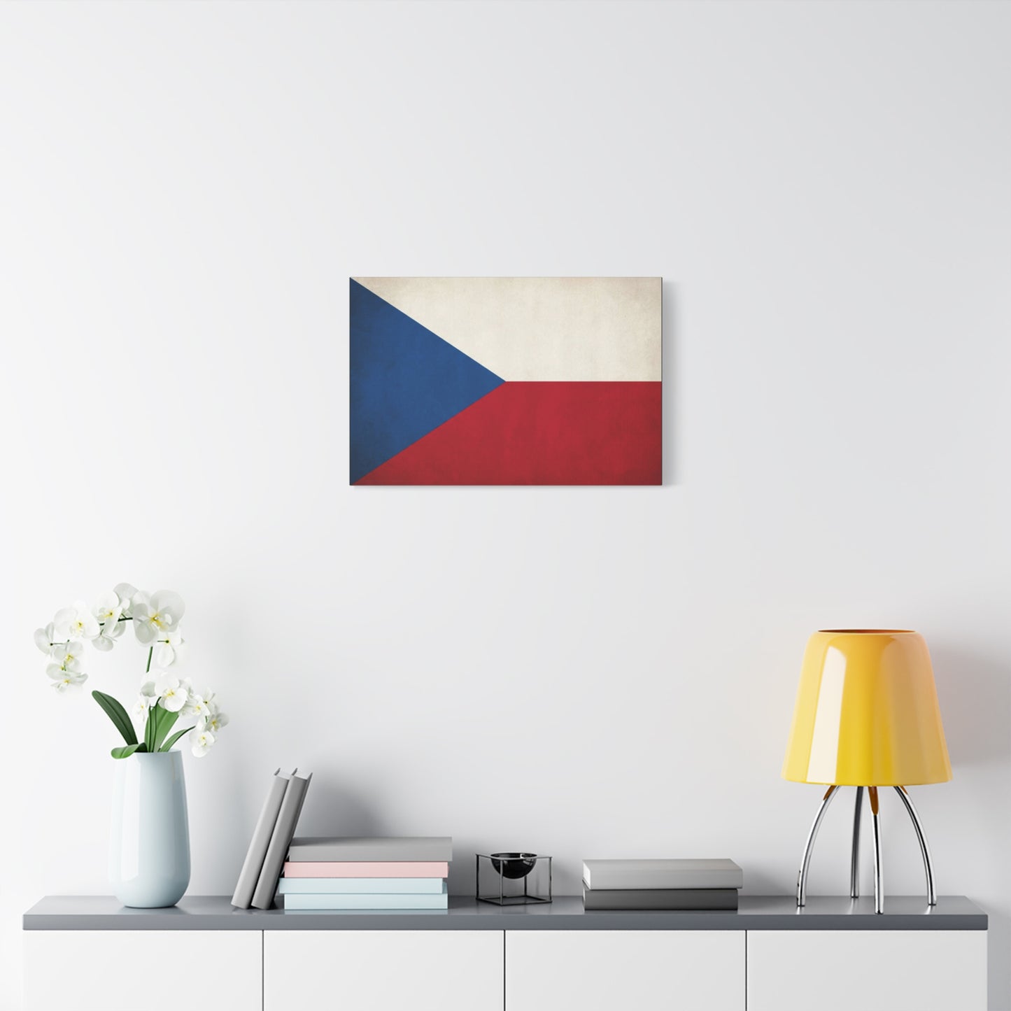 Czech Republic Flag Canvas Wall Art - Czech Flag Print, Vintage Patriotic Decor - Minimalist Tricolor Design - Living Room Home Decoration, Office Wall Accent - Bedroom Home Decoration - Ready to Hang